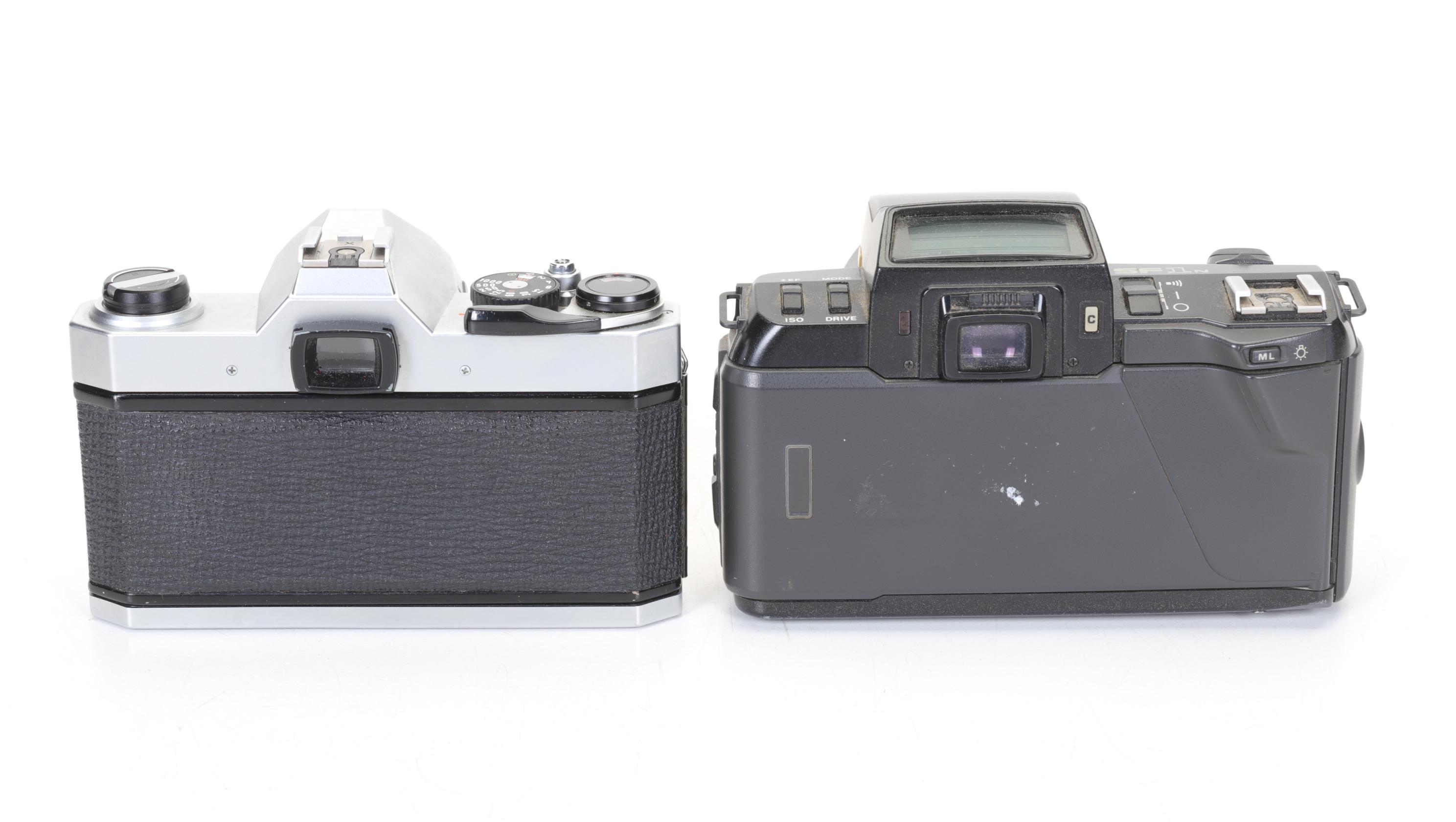 Asahi Pentax Cameras with Starblitz Flash and Two Lenses, Late 20th Century