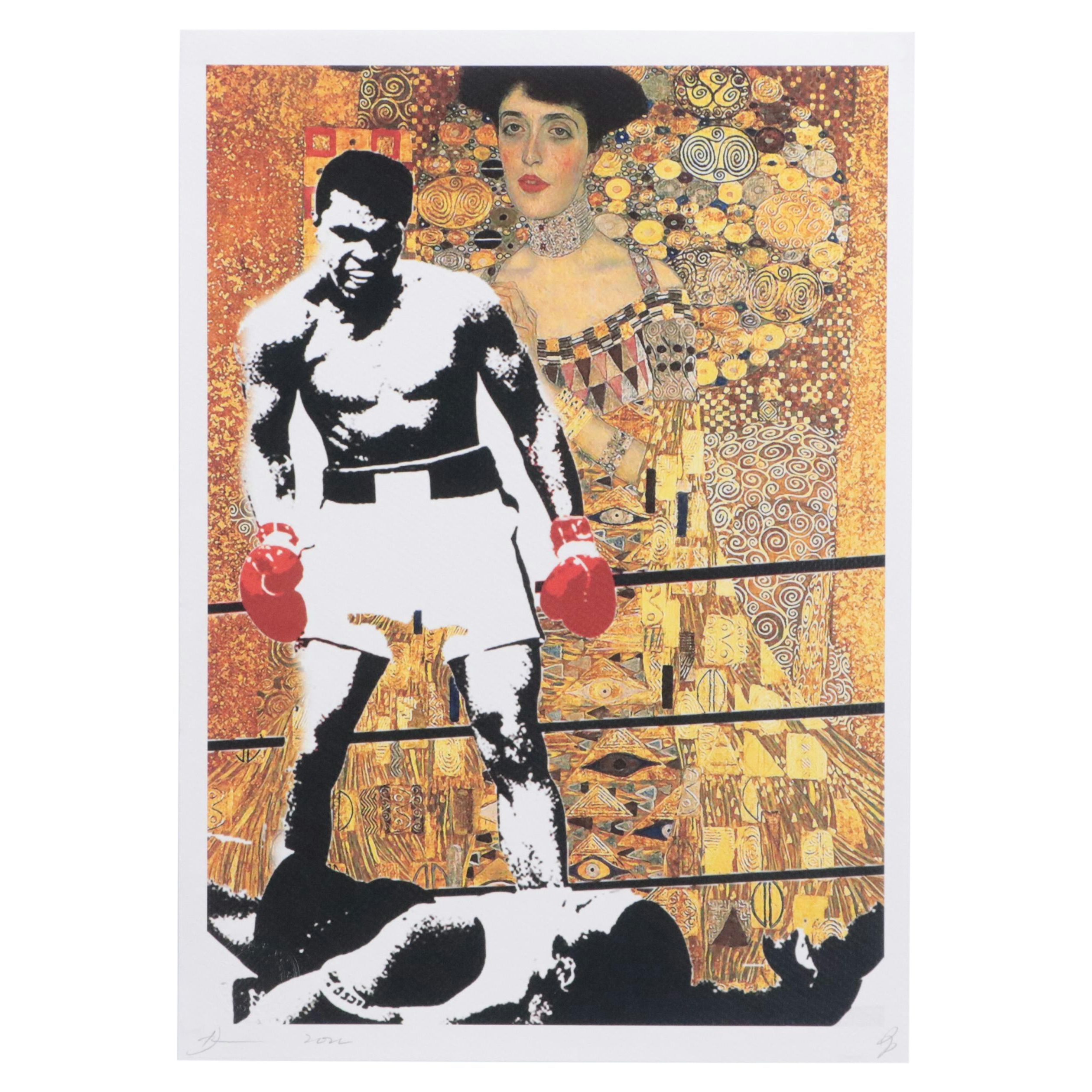 Death NYC Pop Art Graphic Print of Gustav Klimt x Muhammad Ali, 2022