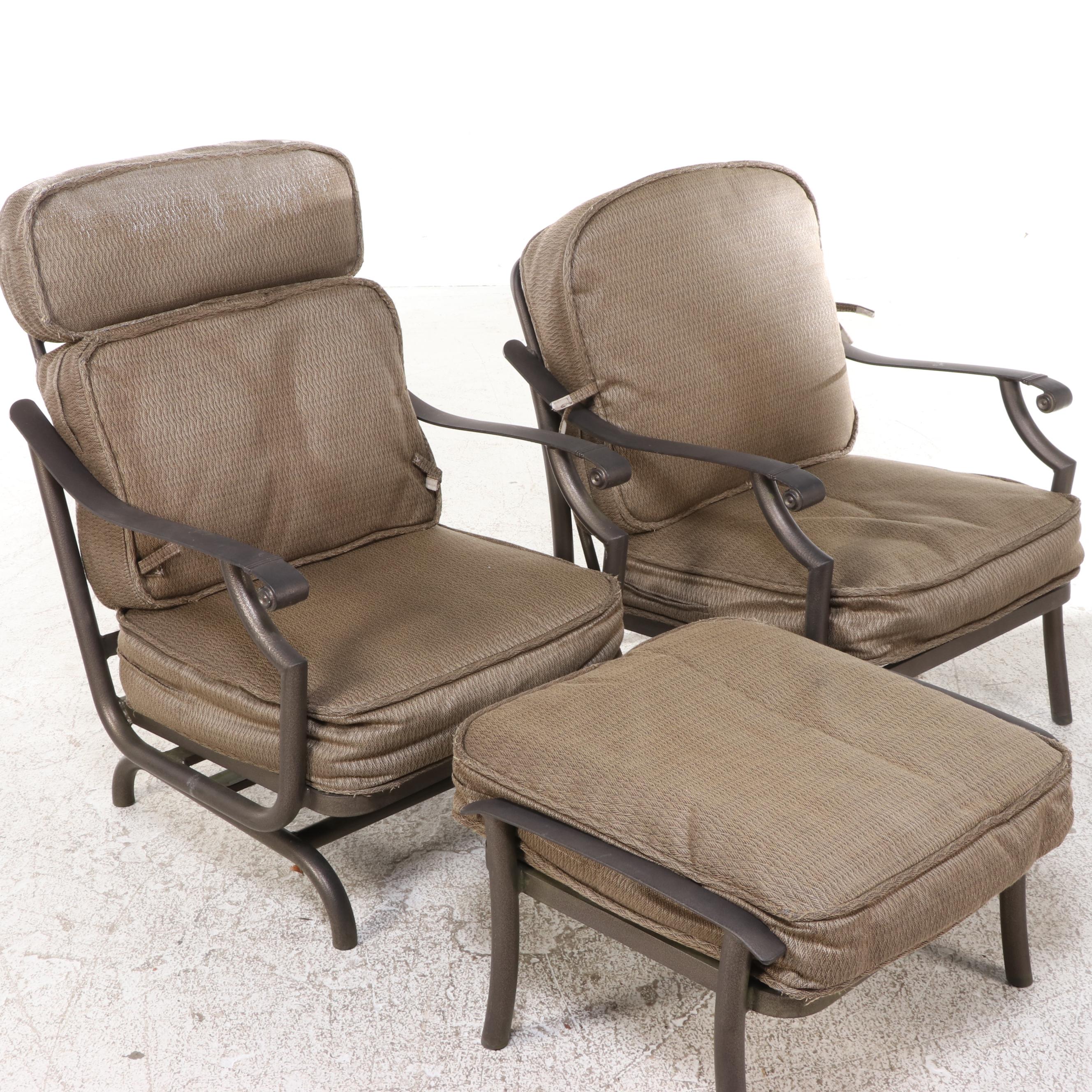 Tropitone Cast Metal Patio Chairs, Ottoman, and Accent Tables