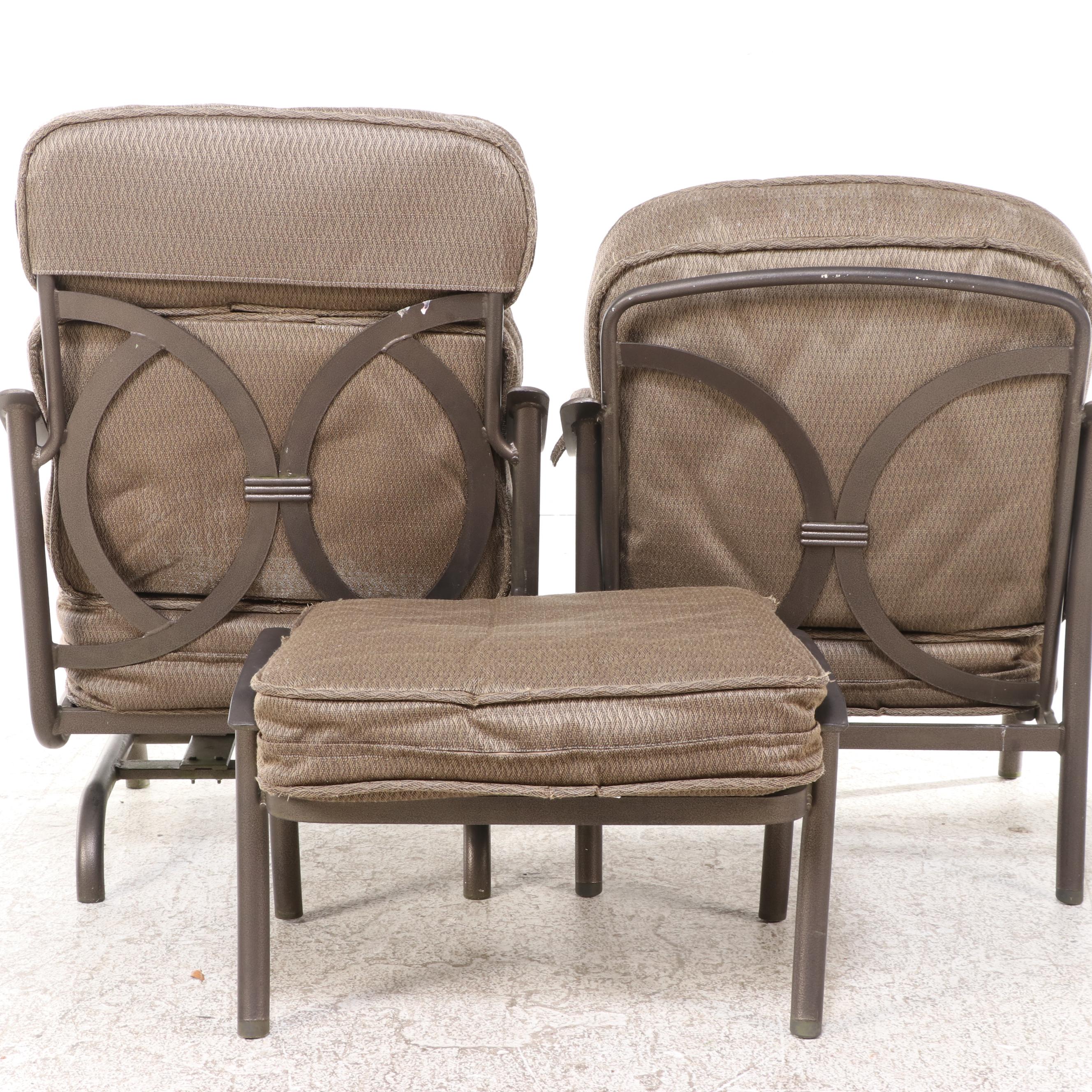 Tropitone Cast Metal Patio Chairs, Ottoman, and Accent Tables