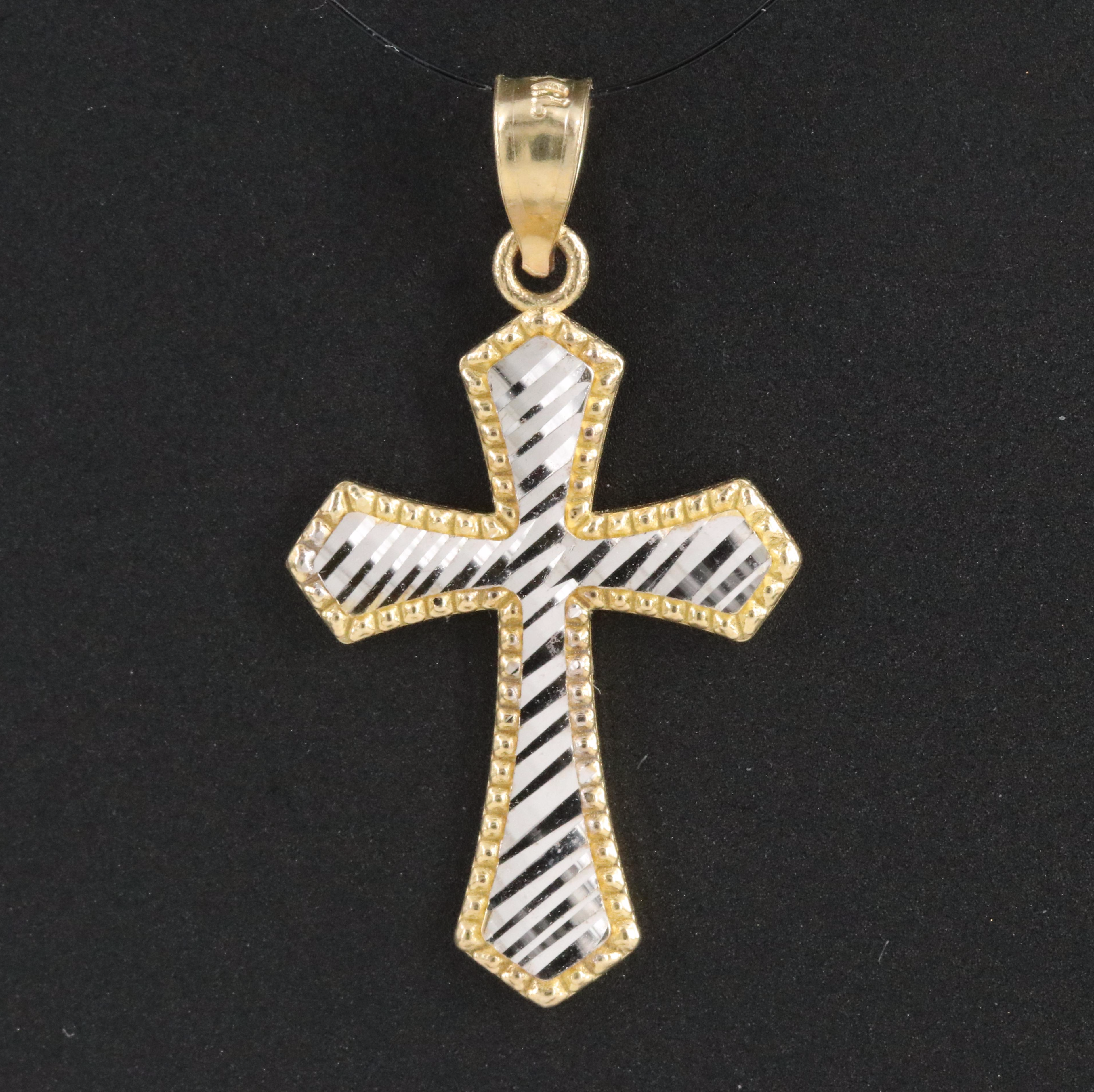 10K Two-Tone Cross Pendant