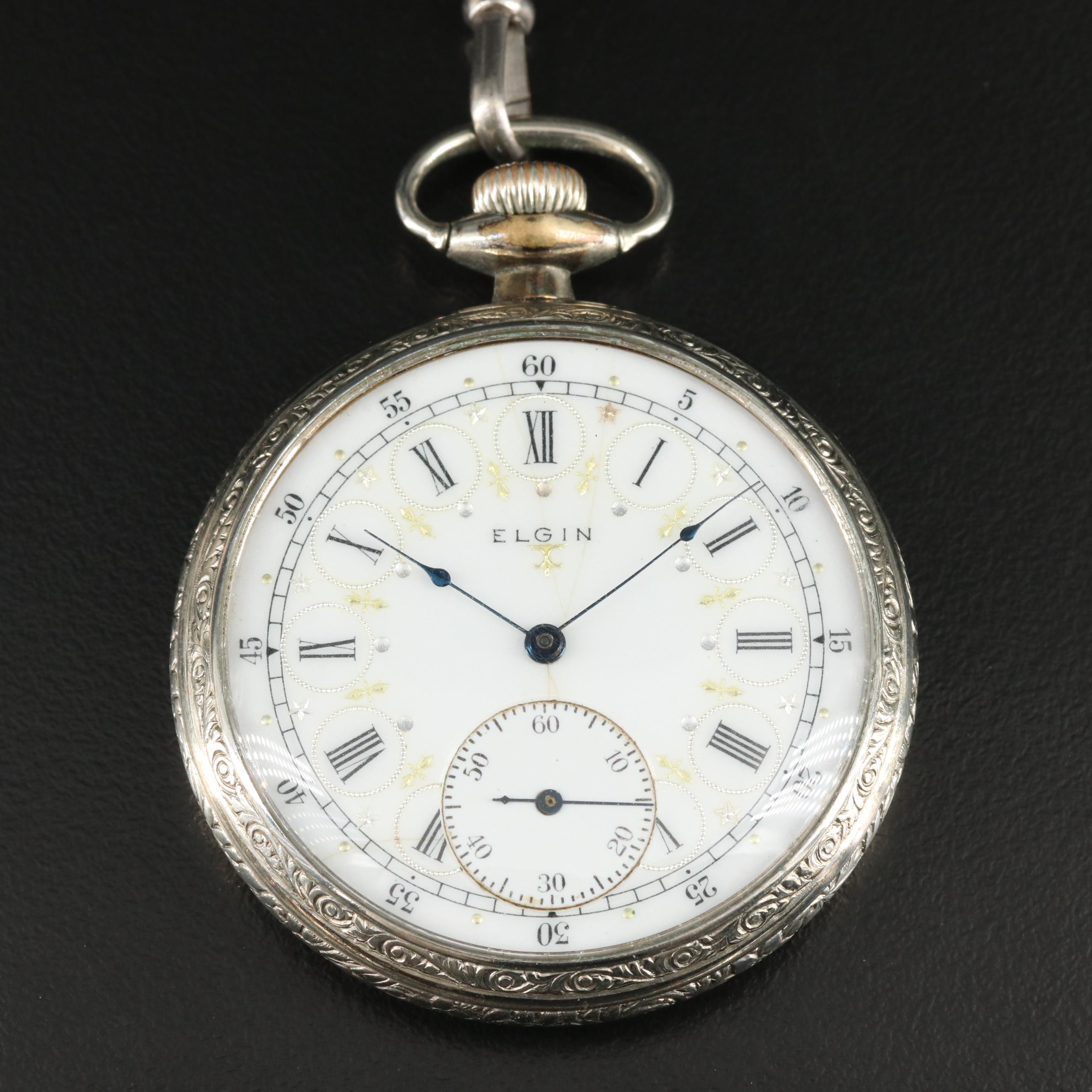 1917 Elgin Pocket Watch and Fob Chain