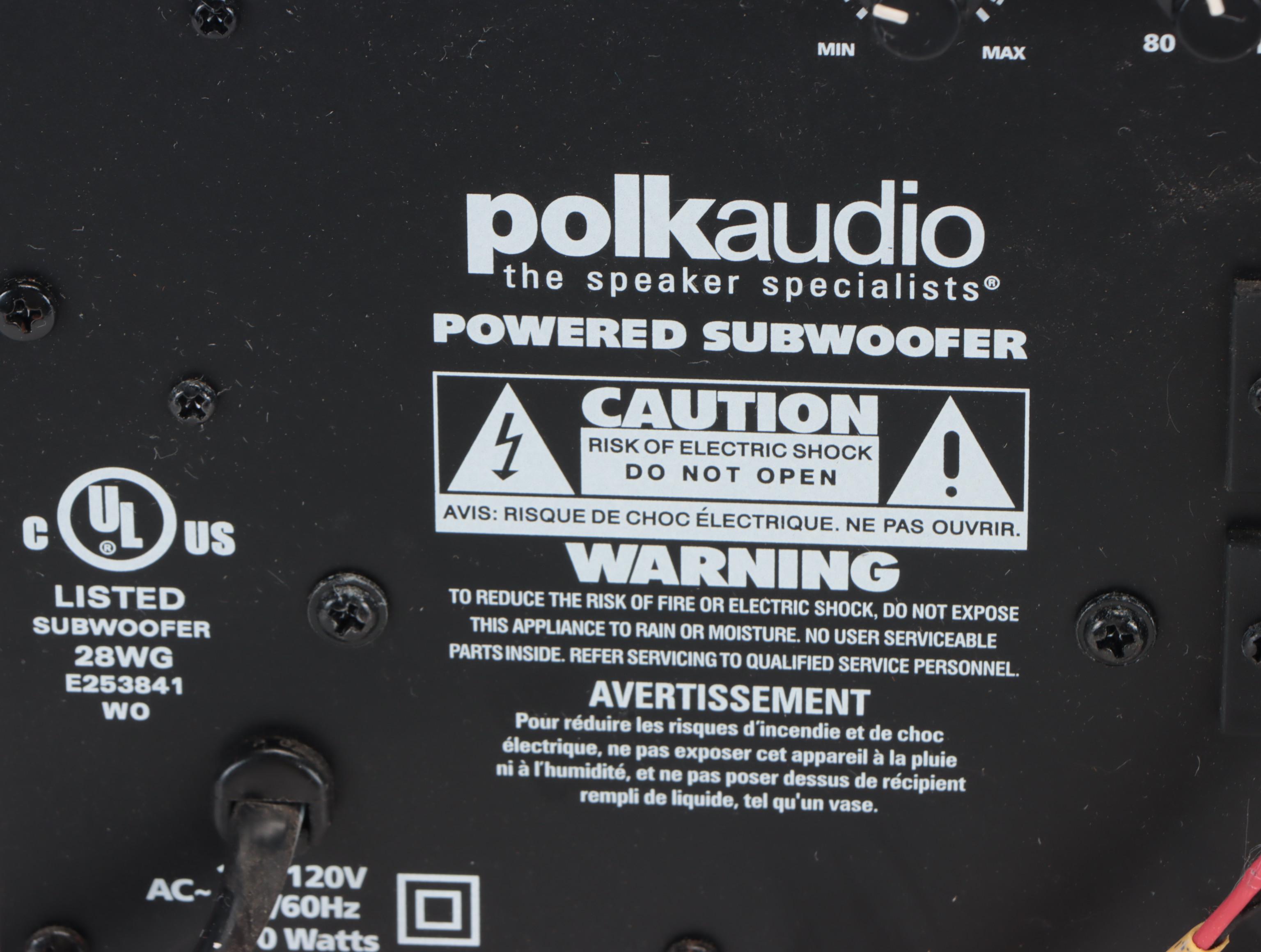 Pair of Polk Audio PSW10 Powered Subwoofers, 2010 EBTH