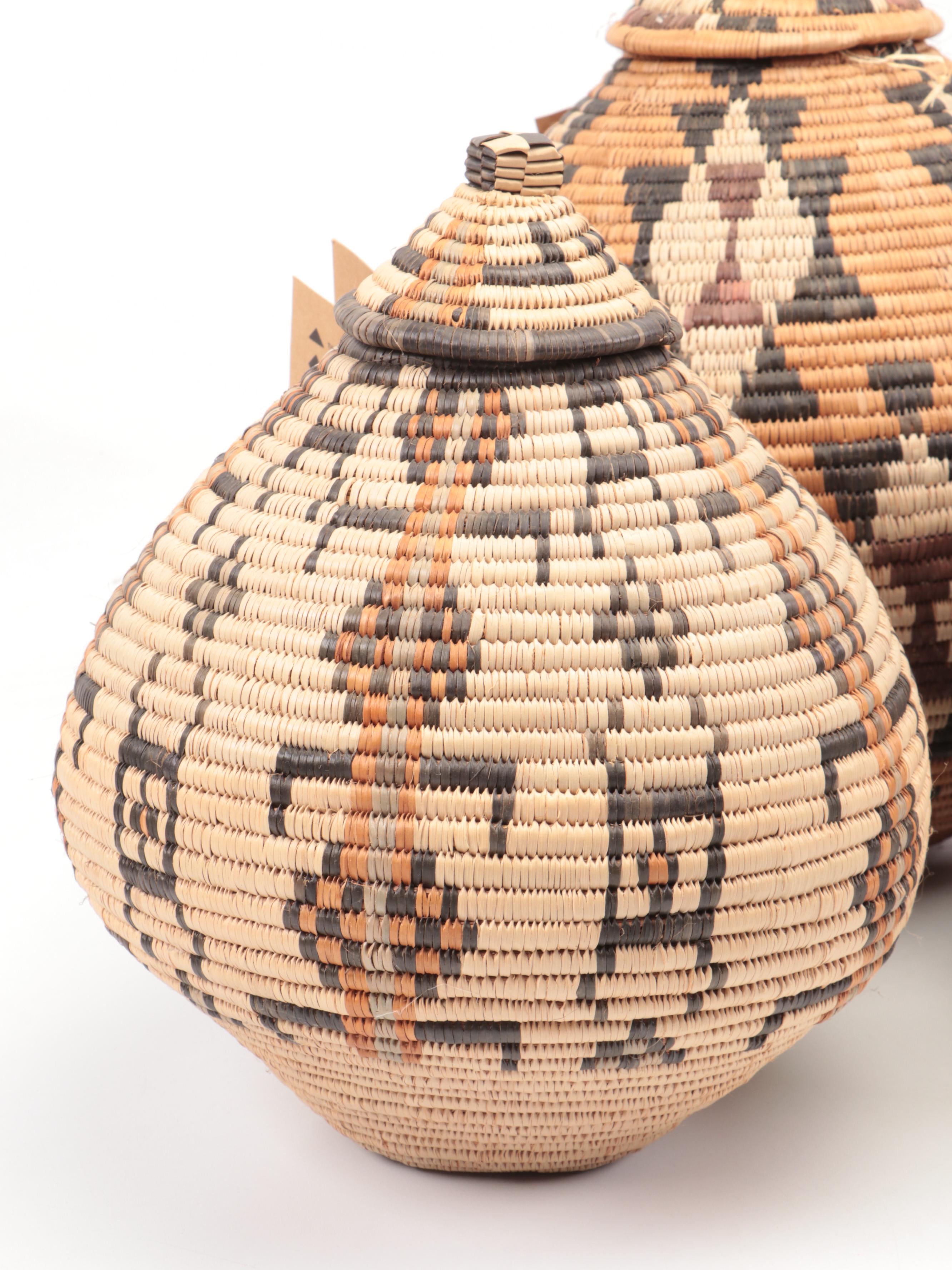 South African Zulu Peoples Handwoven Woven Baskets | EBTH