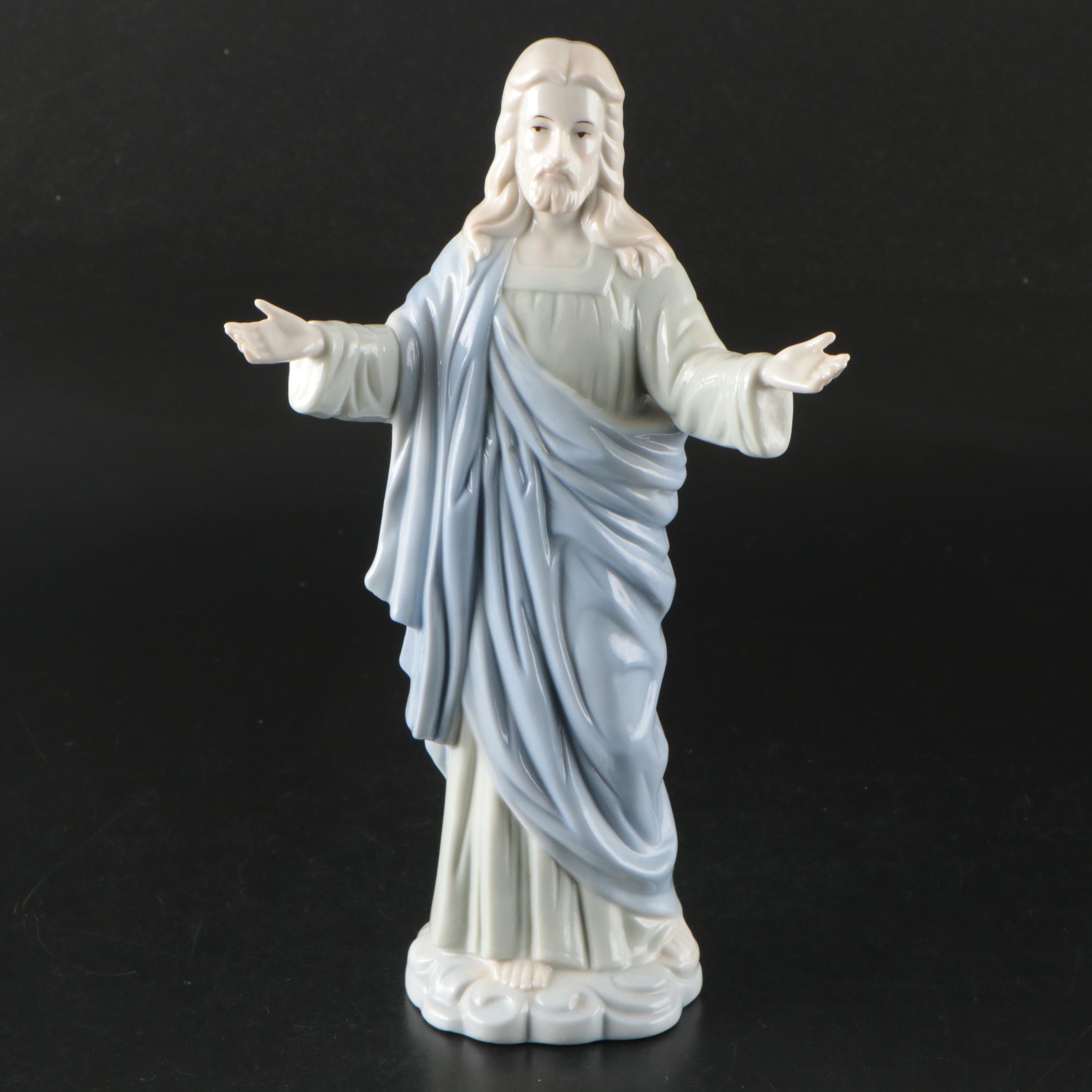 Glazed Porcelain Jesus Figurine, Vintage