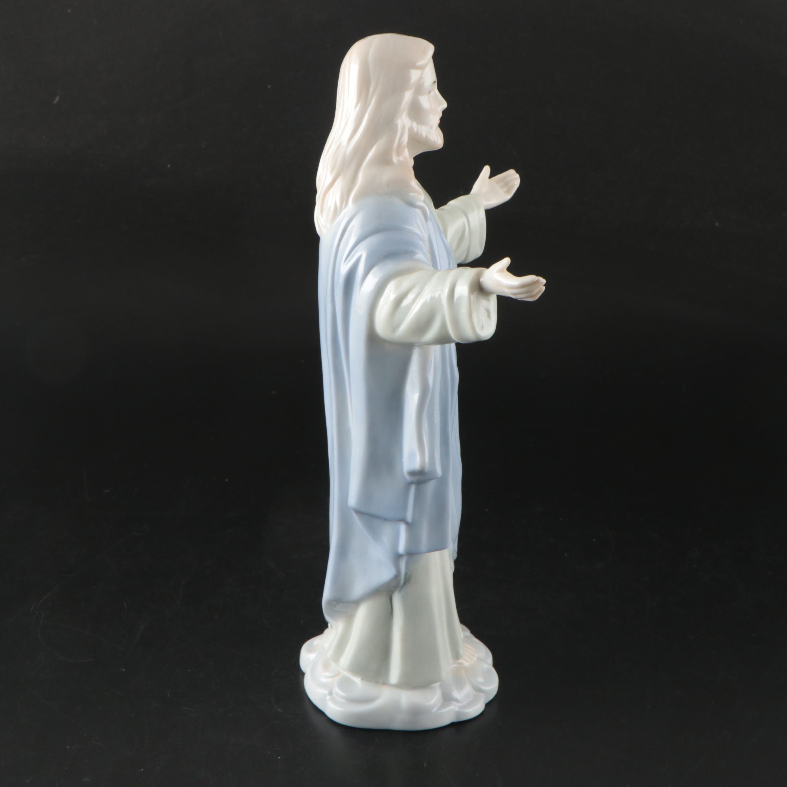 Glazed Porcelain Jesus Figurine, Vintage