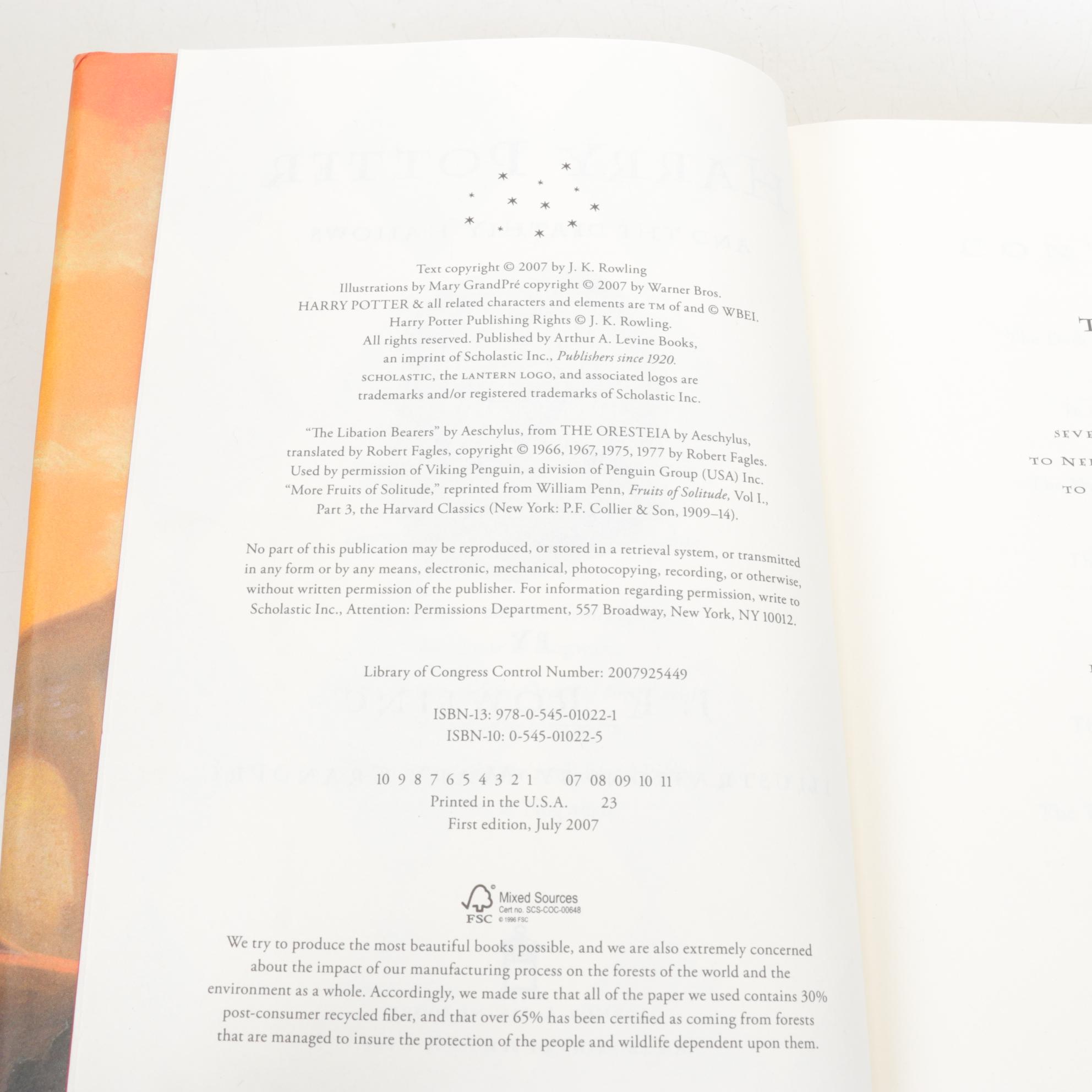 First American Edition "Harry Potter" Complete Series by J. K. Rowling