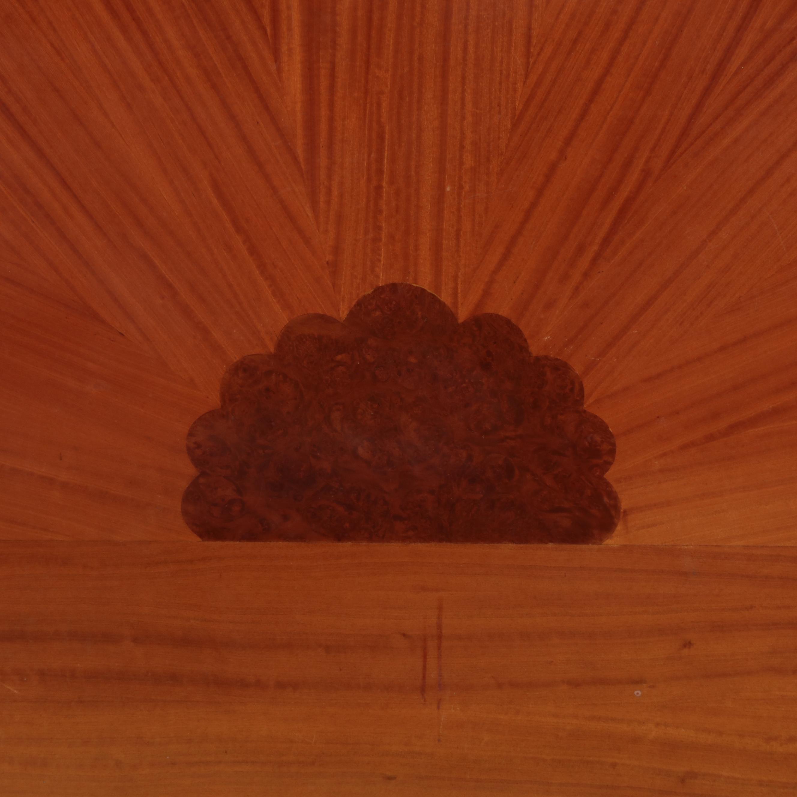 Robert W. Irwin Co. Adam Style Paint-Decorated Satinwood and Burl Bed Frame