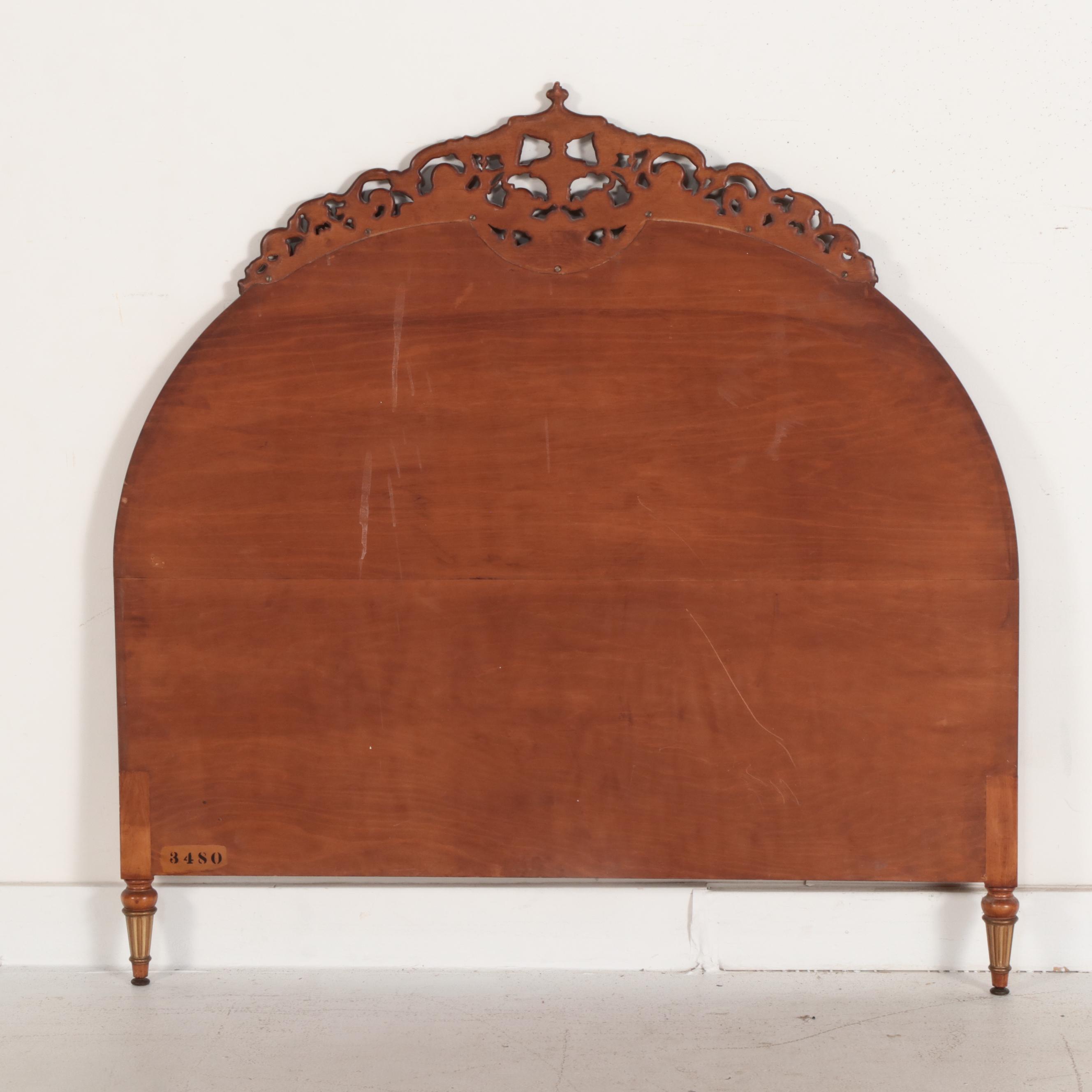 Robert W. Irwin Co. Adam Style Paint-Decorated Satinwood and Burl Bed Frame