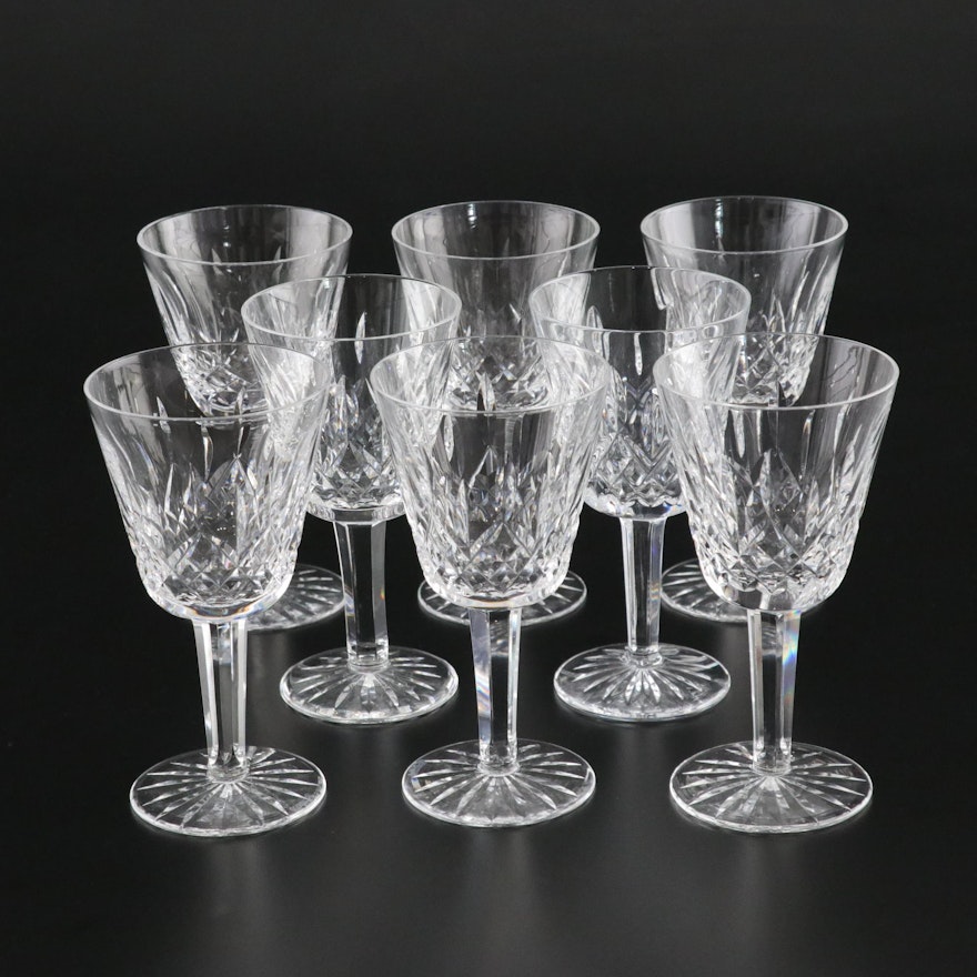 Waterford "Lismore" Crystal Claret Wine Glasses, Set of Eight