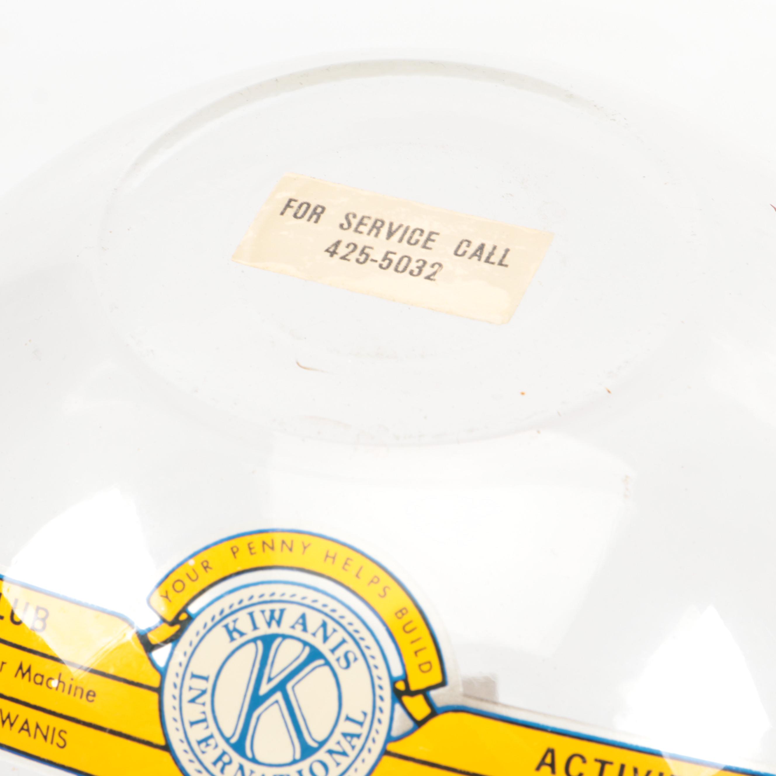 Kiwanis International Penny Gumball Machine, Mid-20th Century