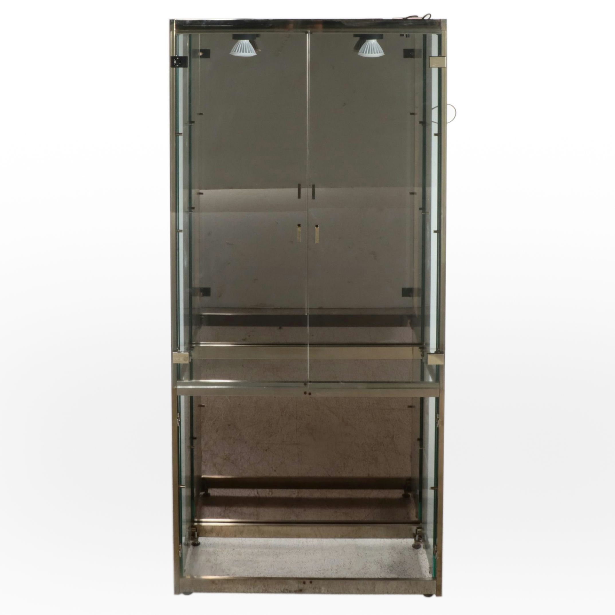 Modernist Metal and Glass Illuminated Display Cabinet