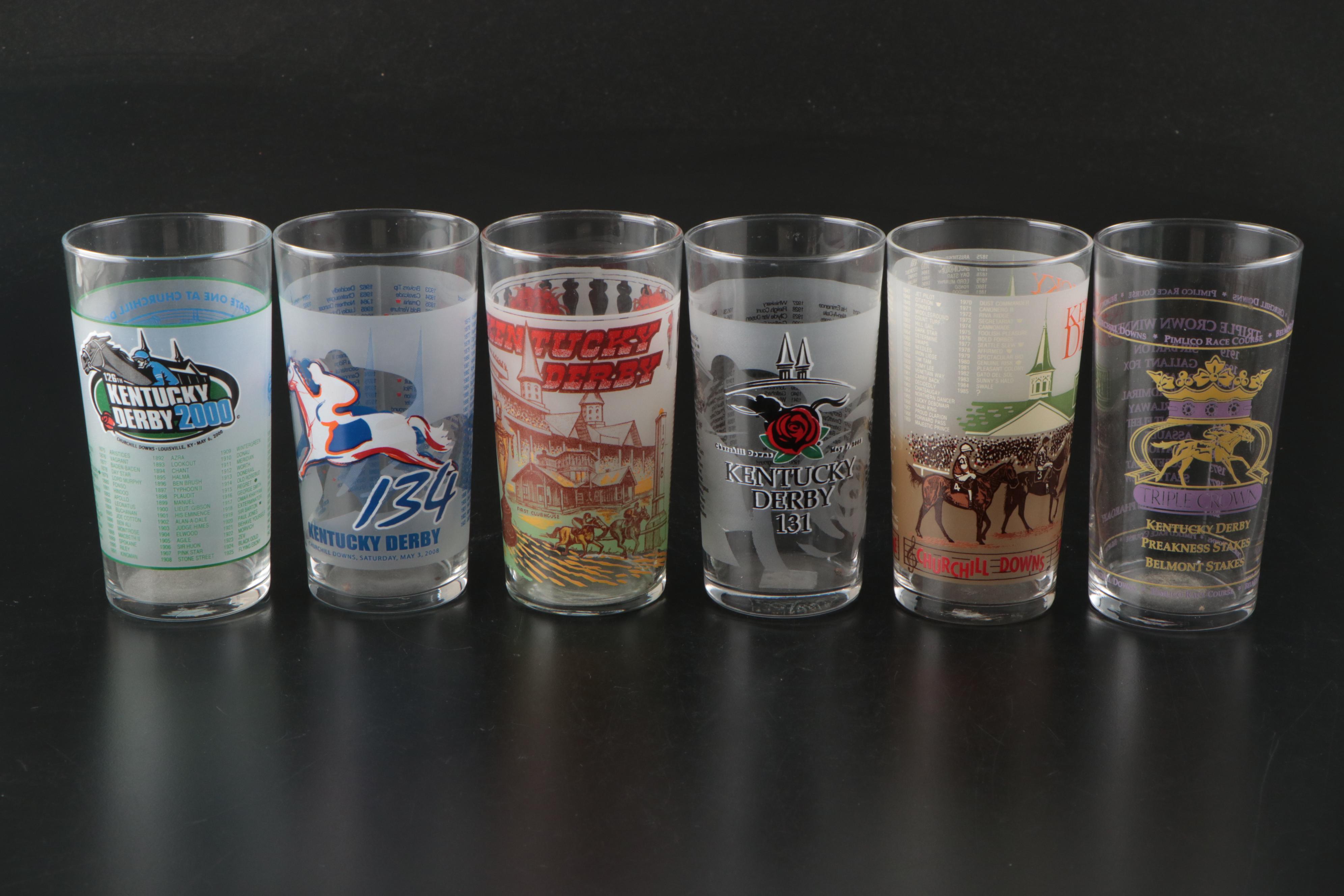 77th & More Kentucky Derby, Triple Crown Annual Glasses, Late 20th-Early 21st C