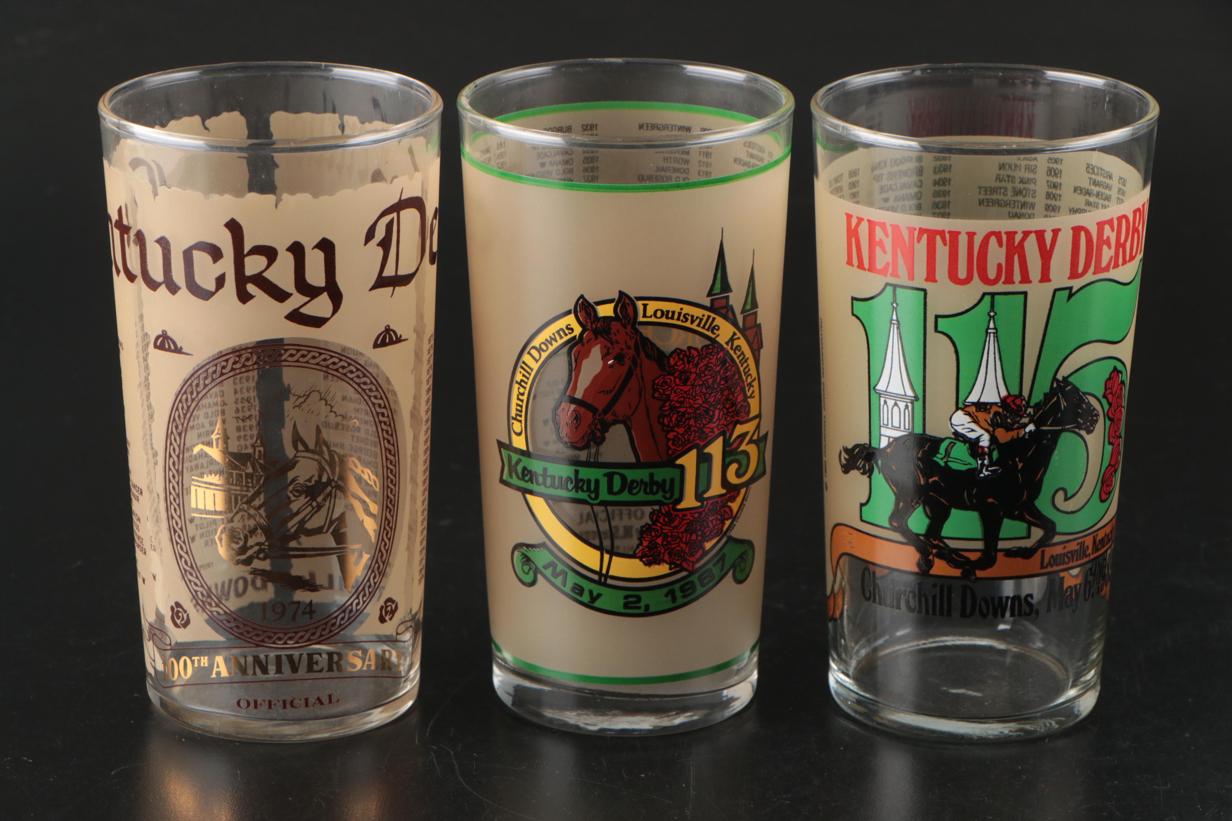 77th & More Kentucky Derby, Triple Crown Annual Glasses, Late 20th-Early 21st C