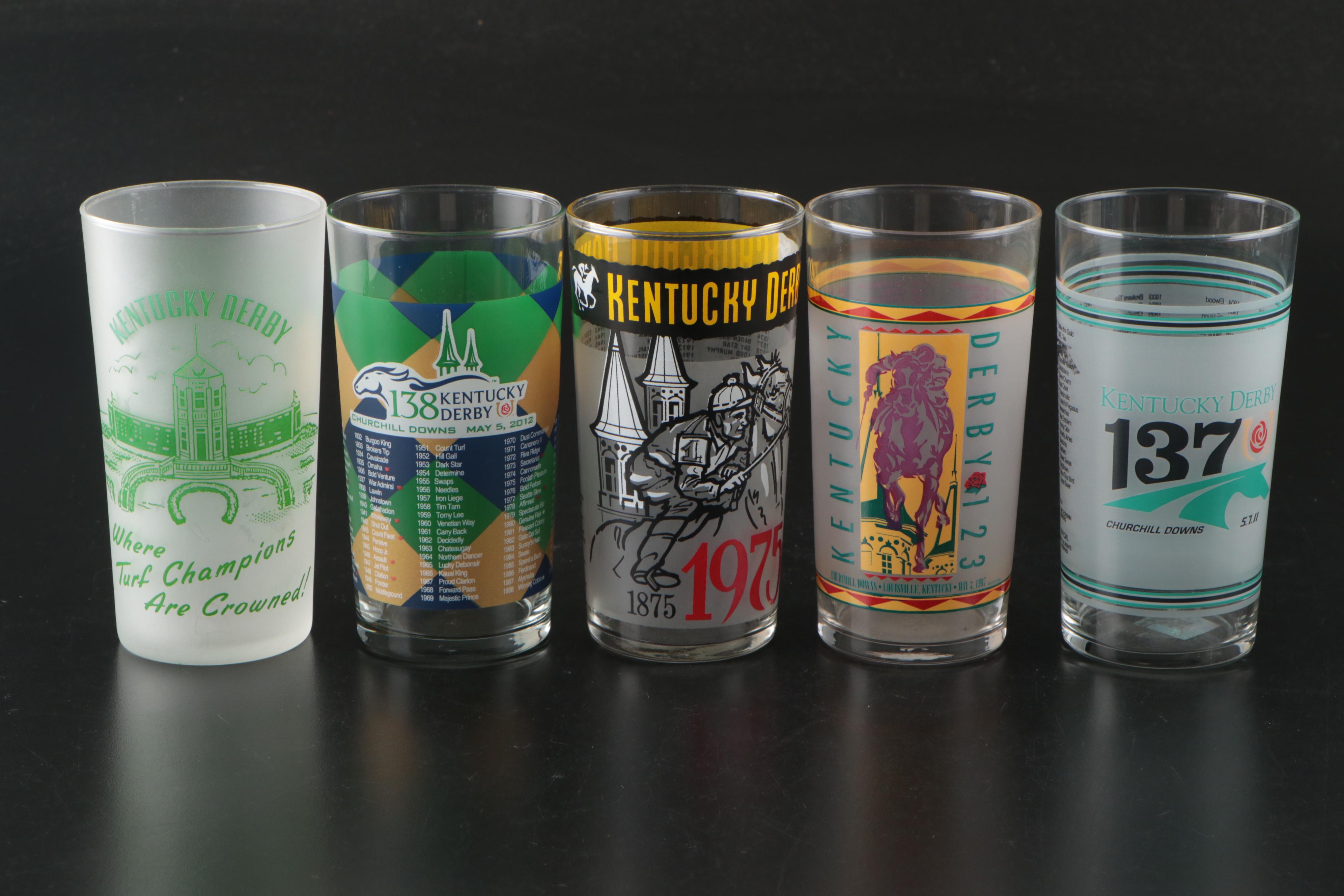 77th & More Kentucky Derby, Triple Crown Annual Glasses, Late 20th-Early 21st C