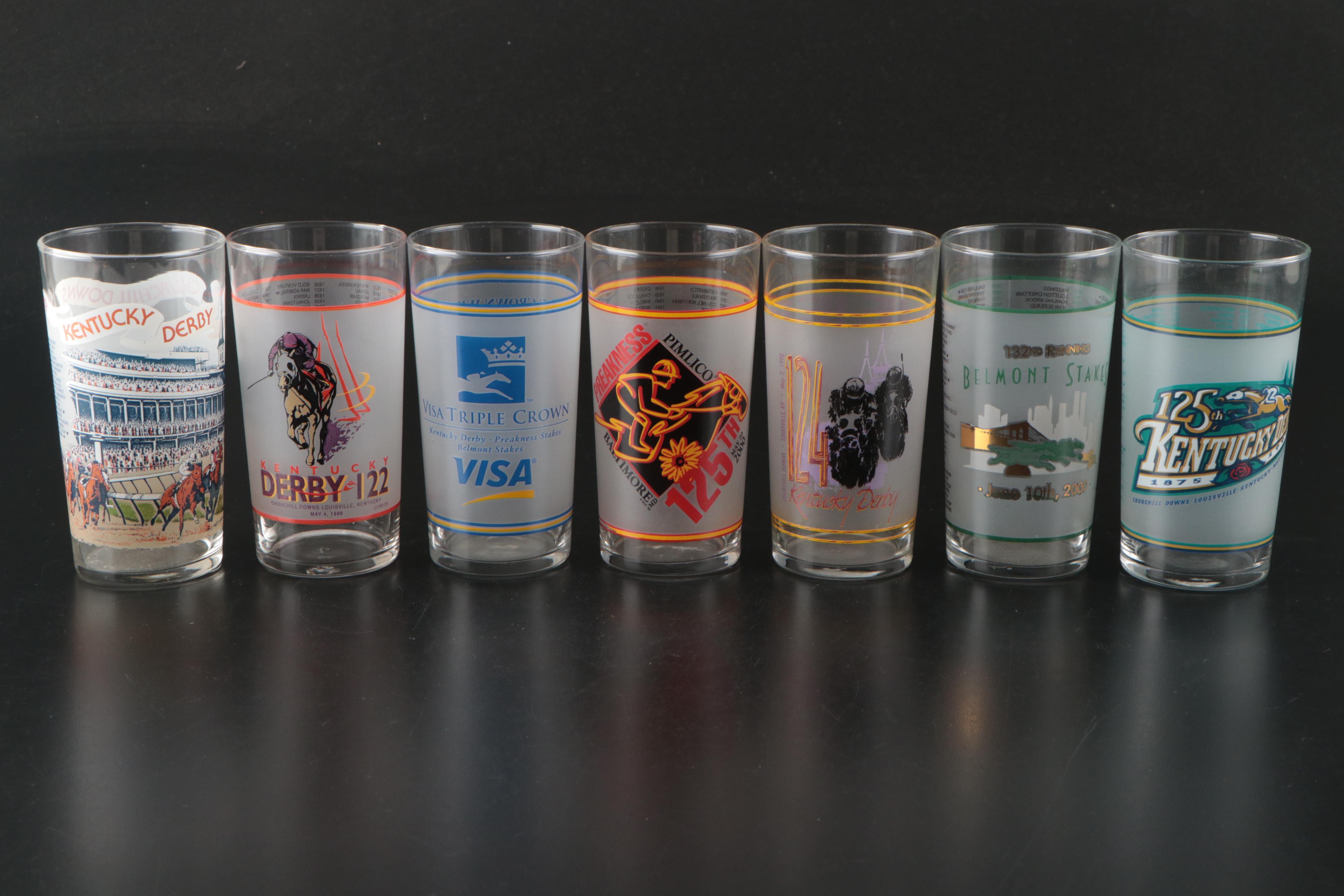 77th & More Kentucky Derby, Triple Crown Annual Glasses, Late 20th-Early 21st C