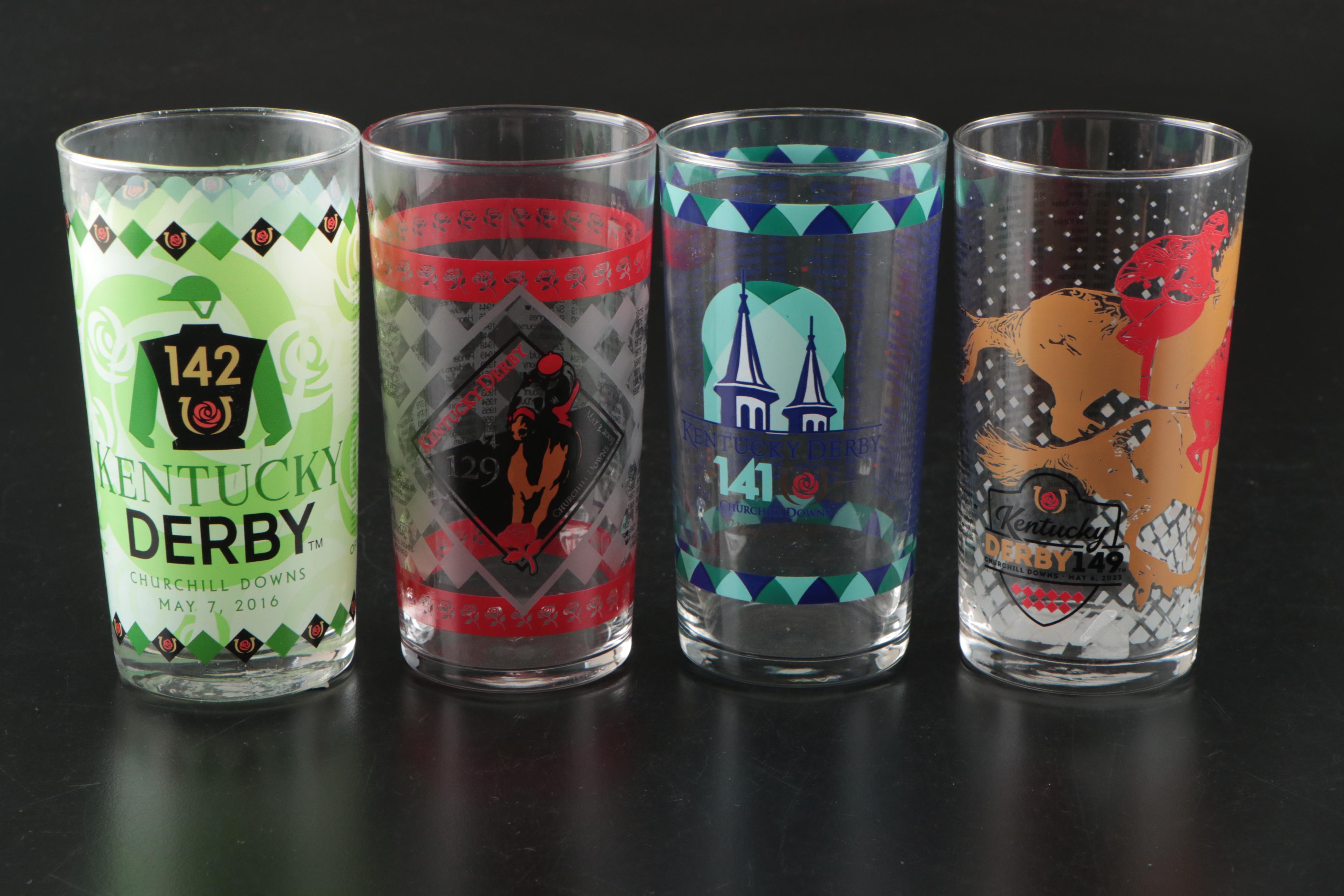 77th & More Kentucky Derby, Triple Crown Annual Glasses, Late 20th-Early 21st C
