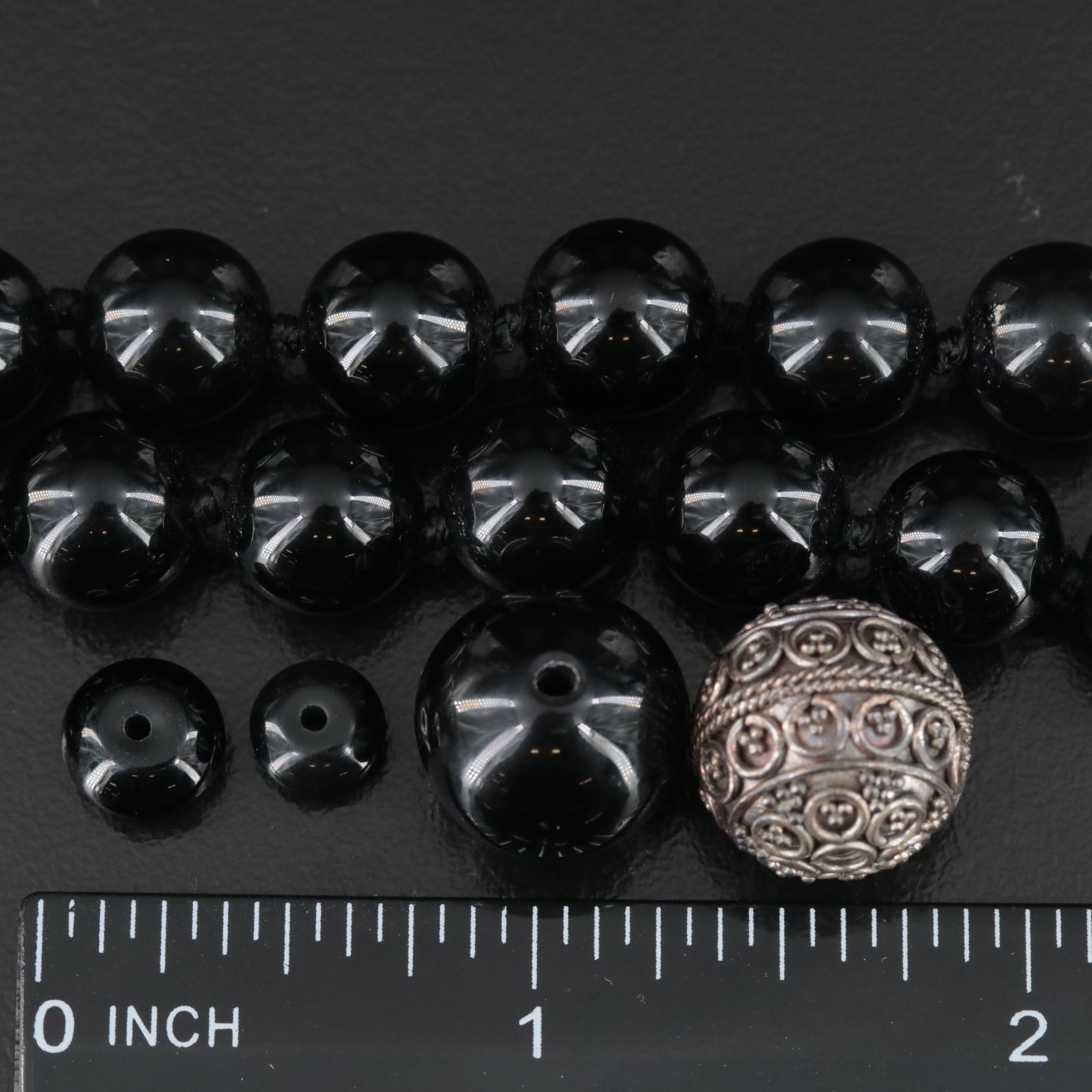 Black Onyx Necklace and Beads Including Sterling