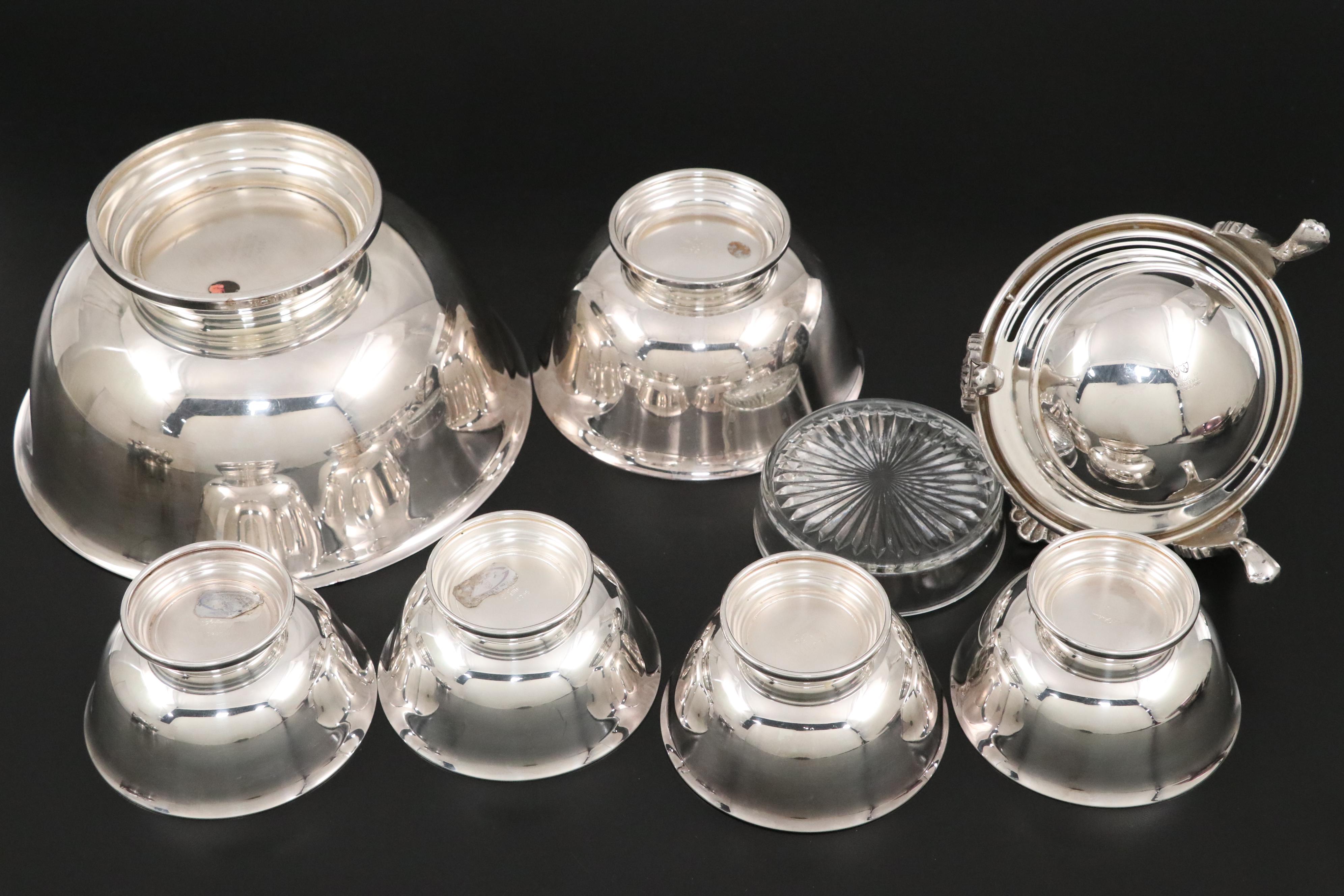 Gorham Paul Revere Bowls with Silver Plate Serveware Collection