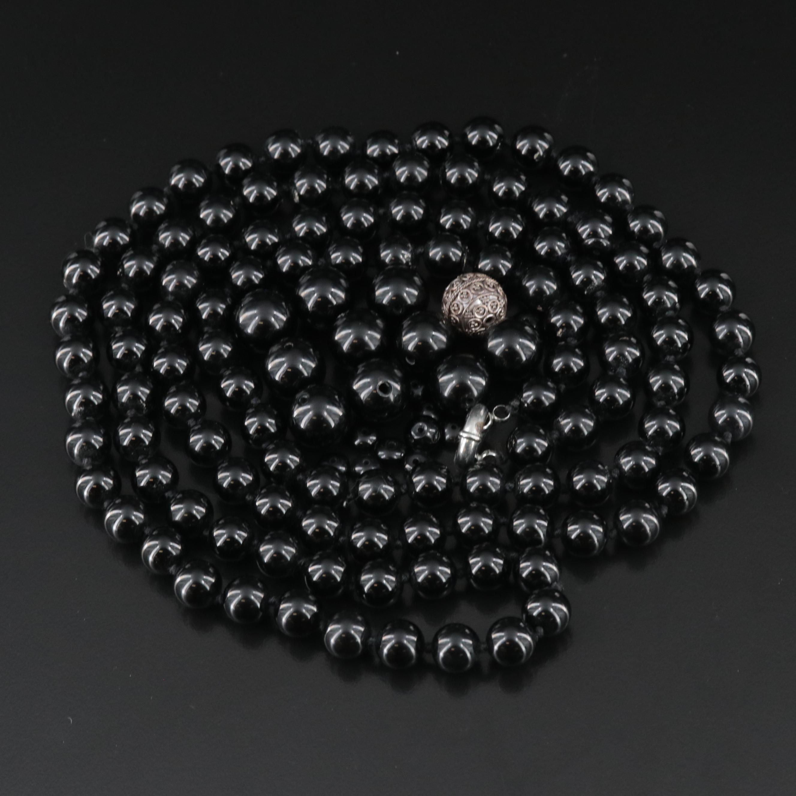 Black Onyx Necklace and Beads Including Sterling