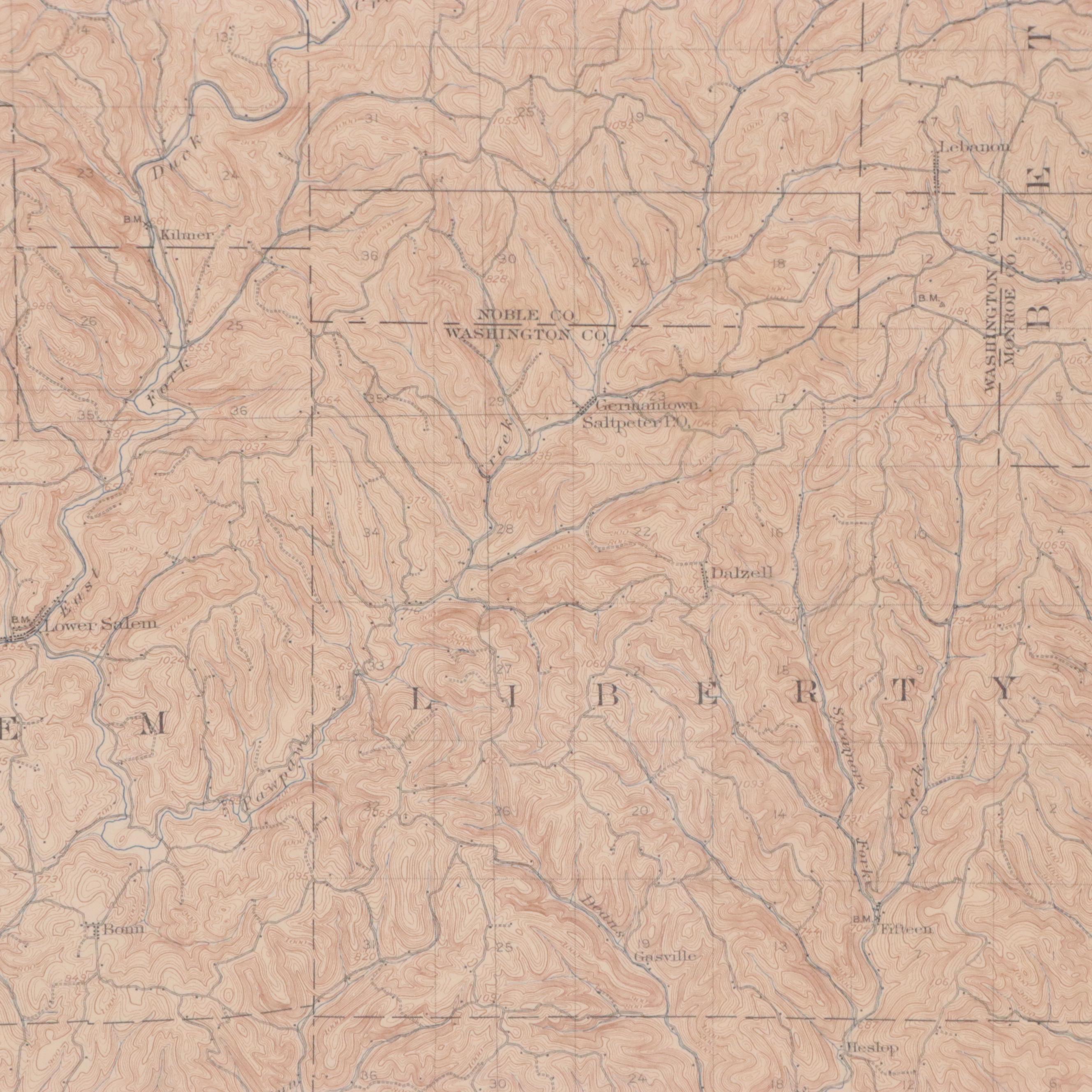 Topographical Map of Macksburg, Ohio, 1920 Edition