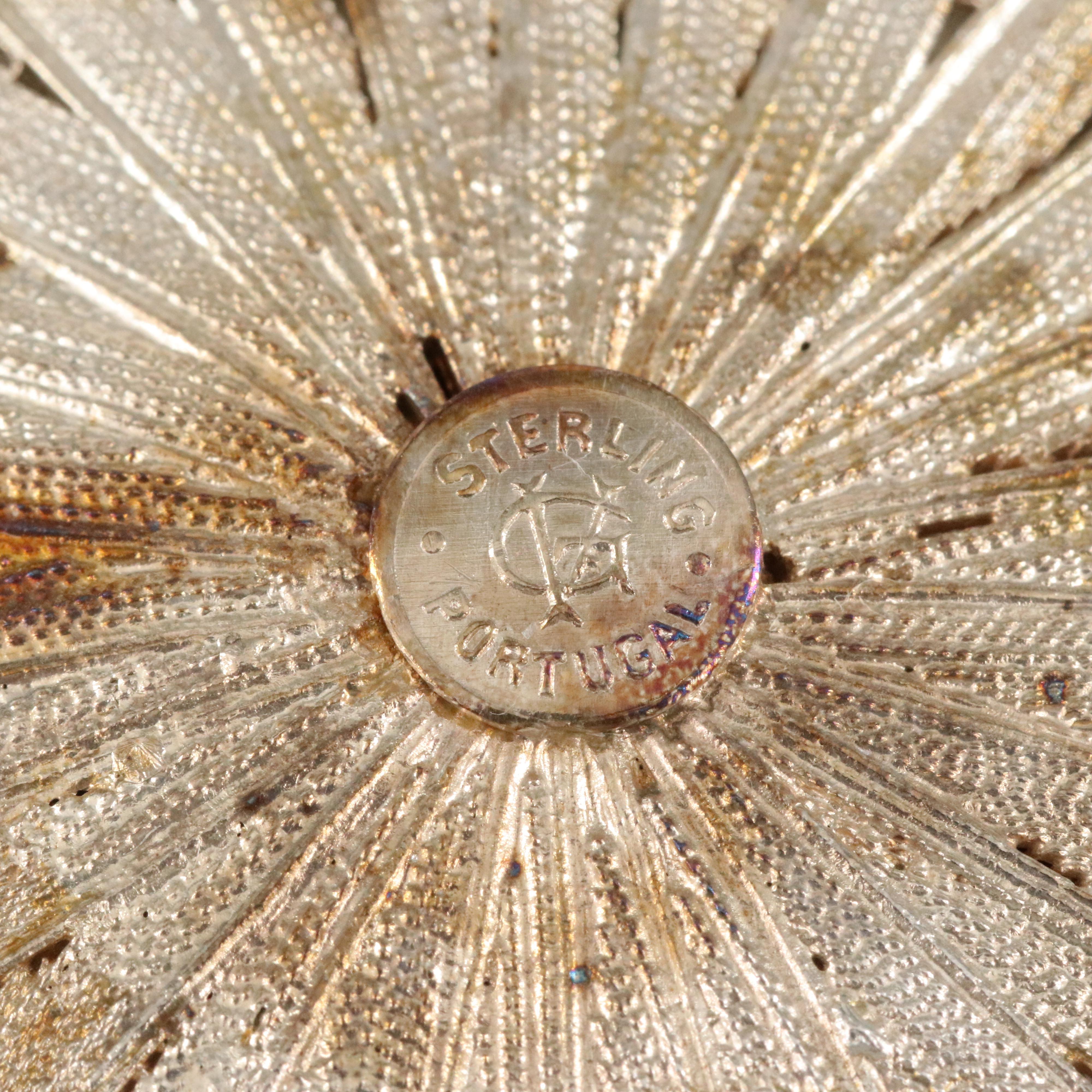 Portuguese Sterling Filigree Flower Brooch