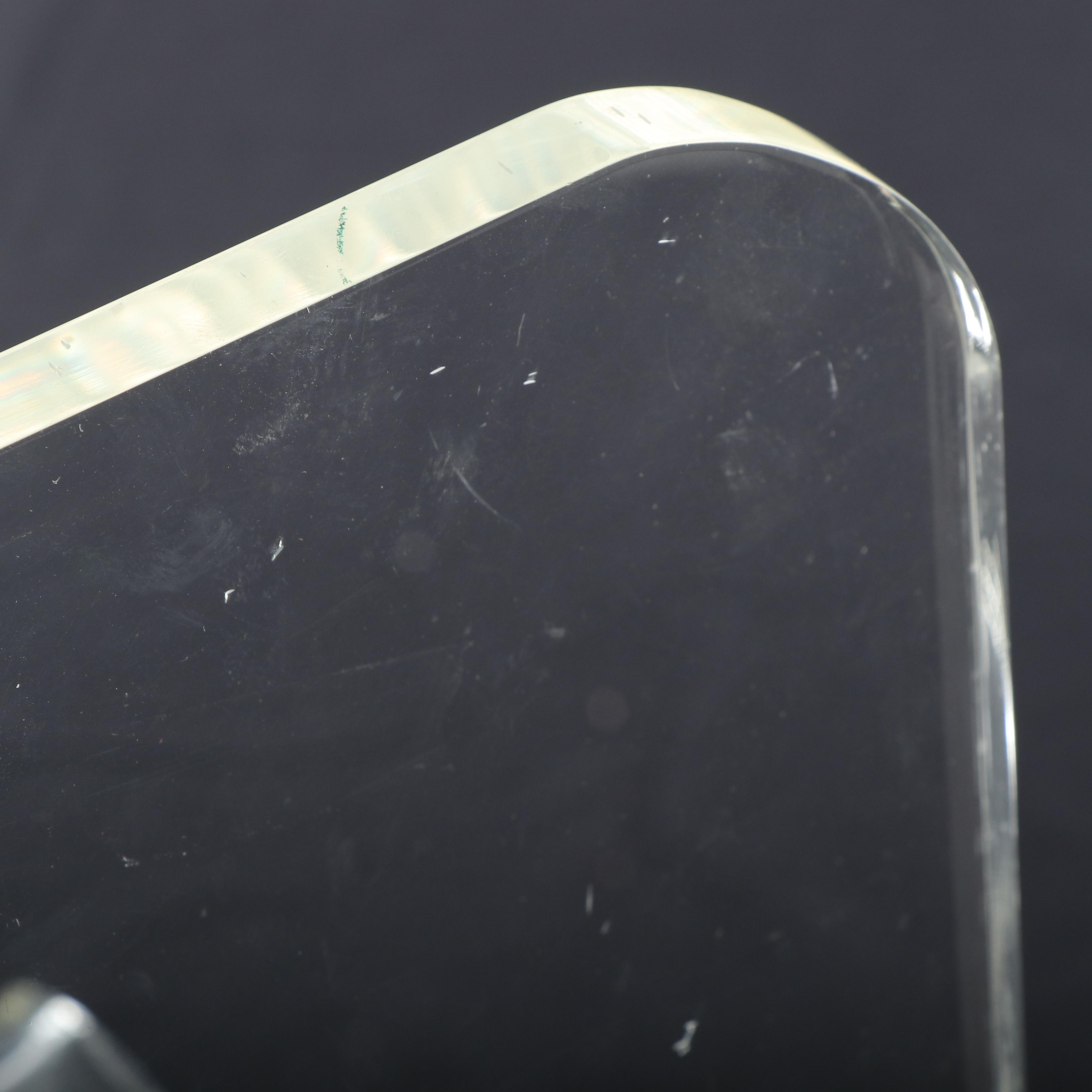 Modernist Acrylic and Glass Top Writing Table with Acrylic Z-Chair