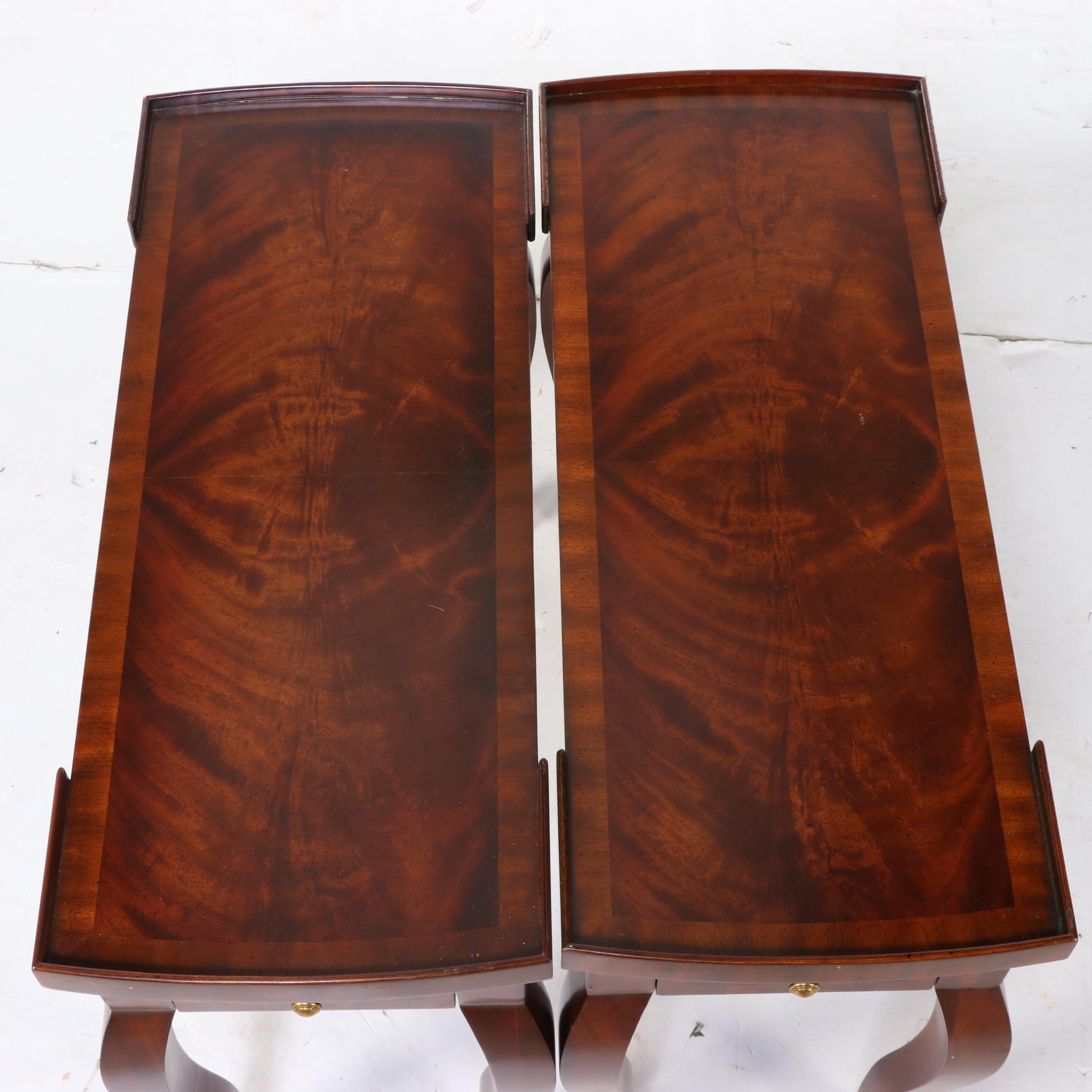 Pair of Maitland-Smith French Provincial Style Flame Mahogany Side Tables