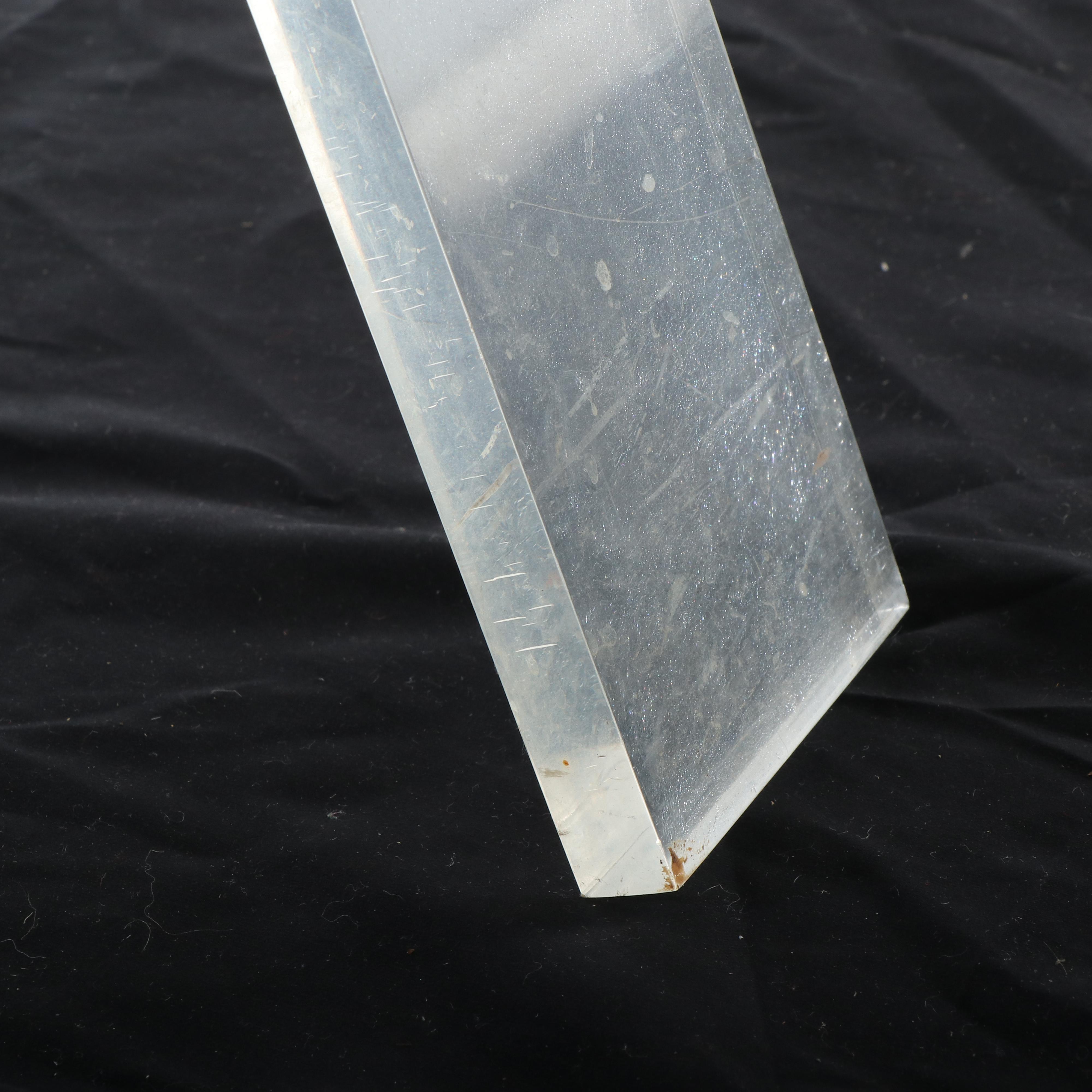 Mid Century Modern Acrylic Sawhorse and Glass Top Dining Table