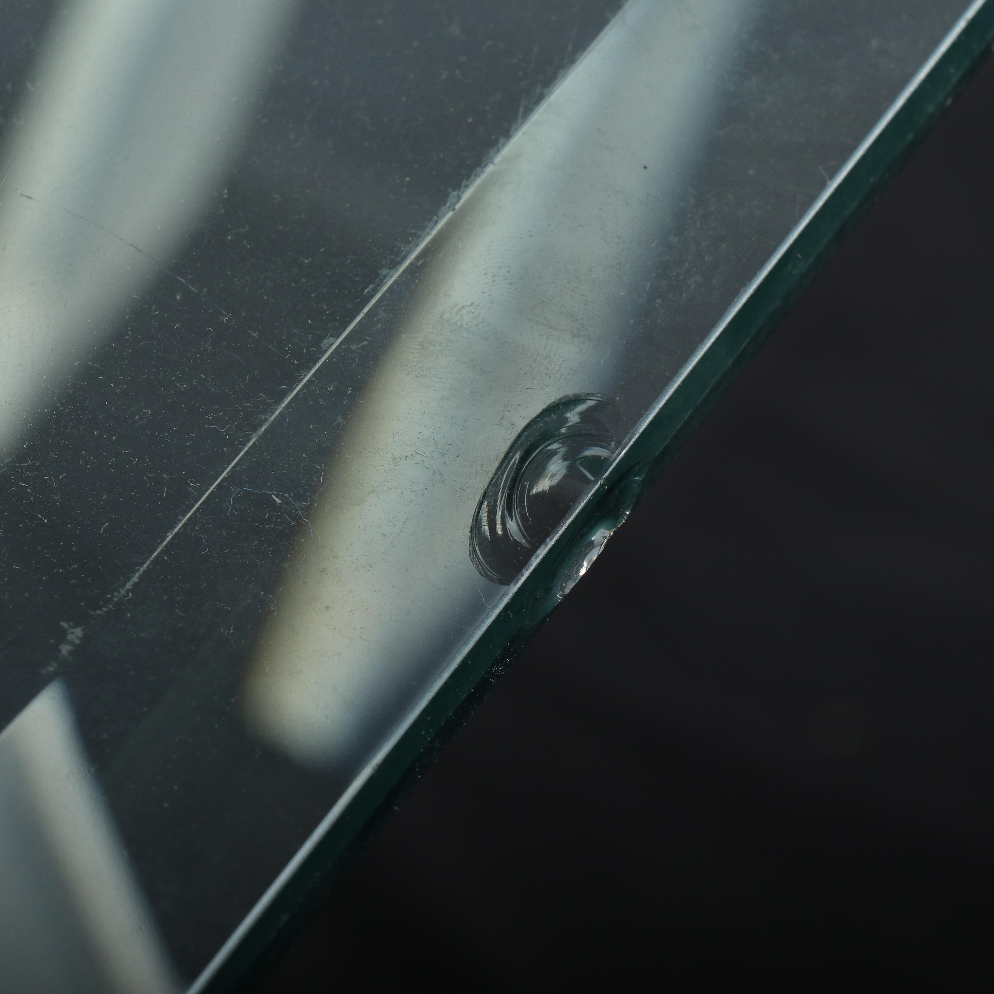 Mid Century Modern Acrylic Sawhorse and Glass Top Dining Table