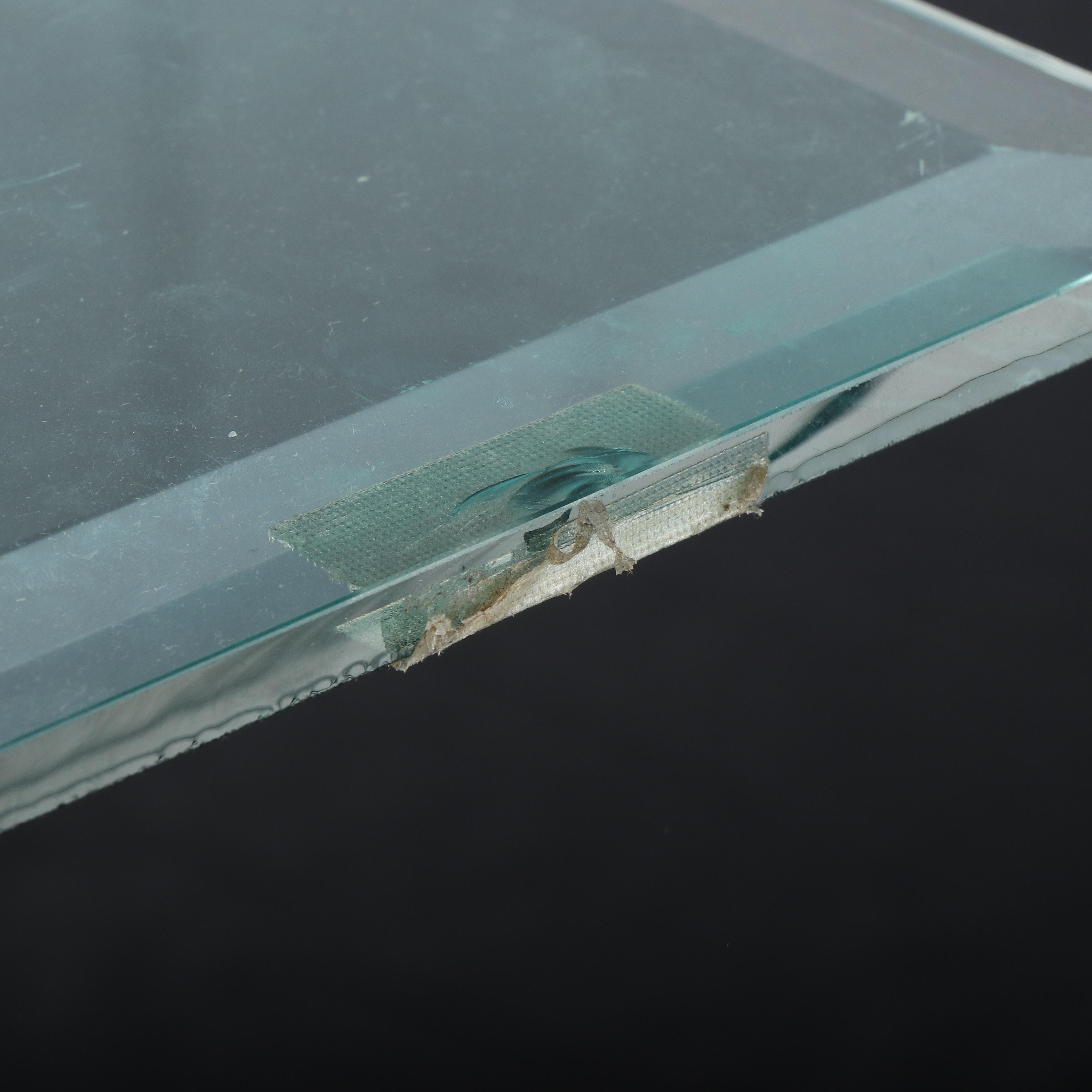 Mid Century Modern Acrylic Sawhorse and Glass Top Dining Table