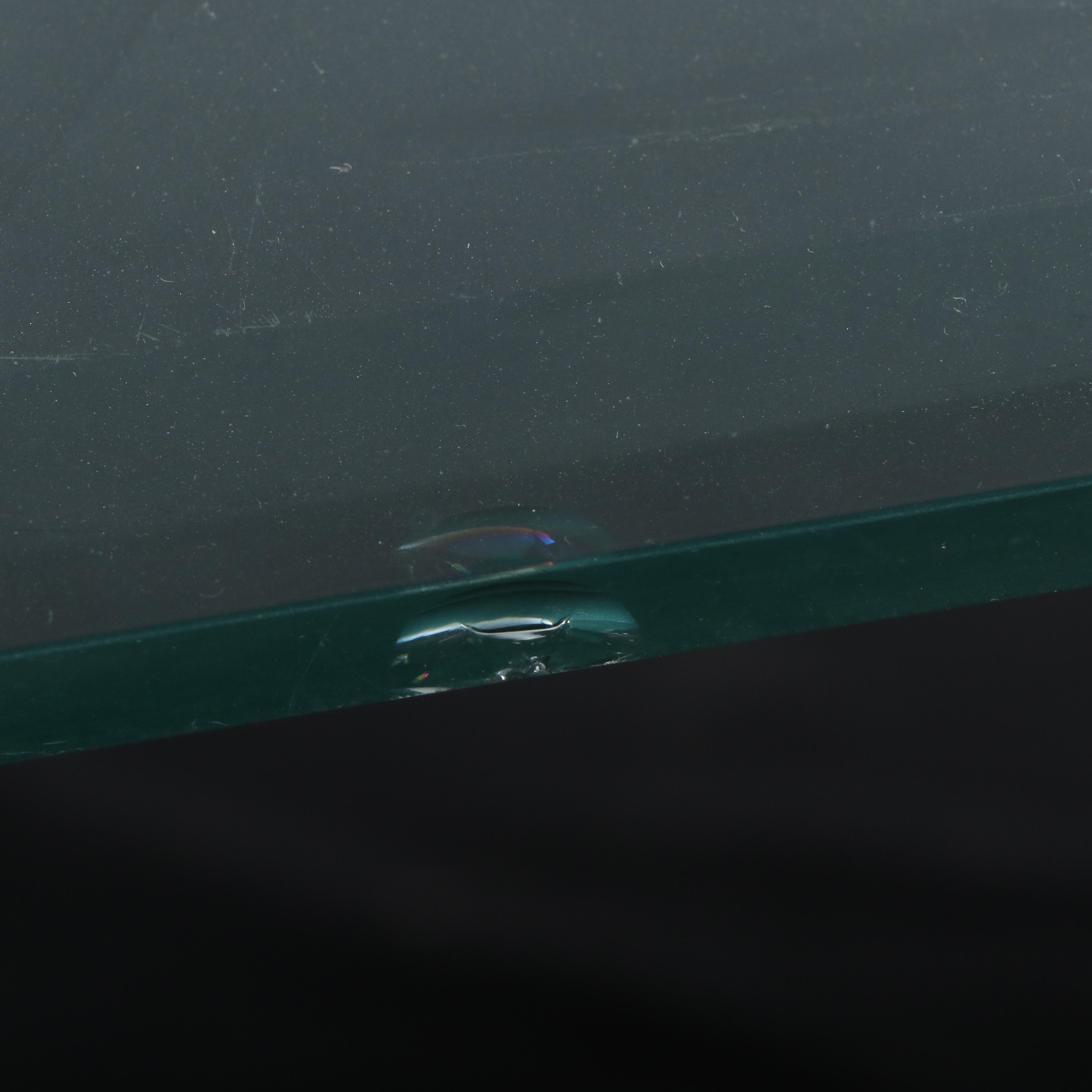 Mid Century Modern Acrylic Sawhorse and Glass Top Dining Table