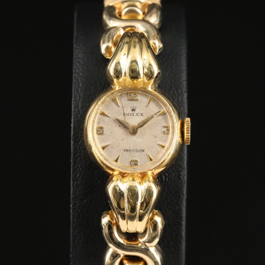 1940s Rolex 18K Gold Stem Wind Wristwatch