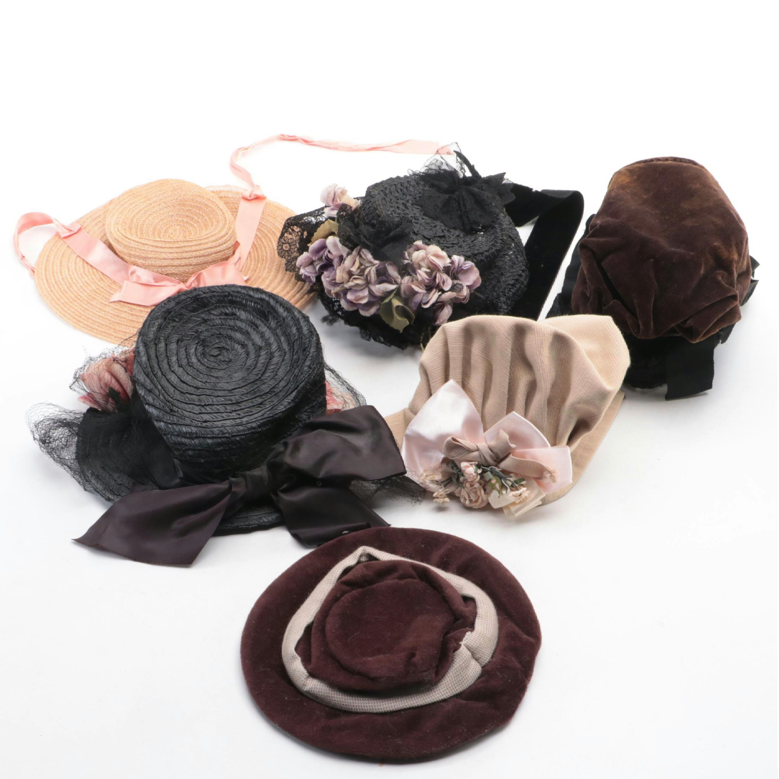 Victorian Style Straw Hats and Bonnets, 20th Century