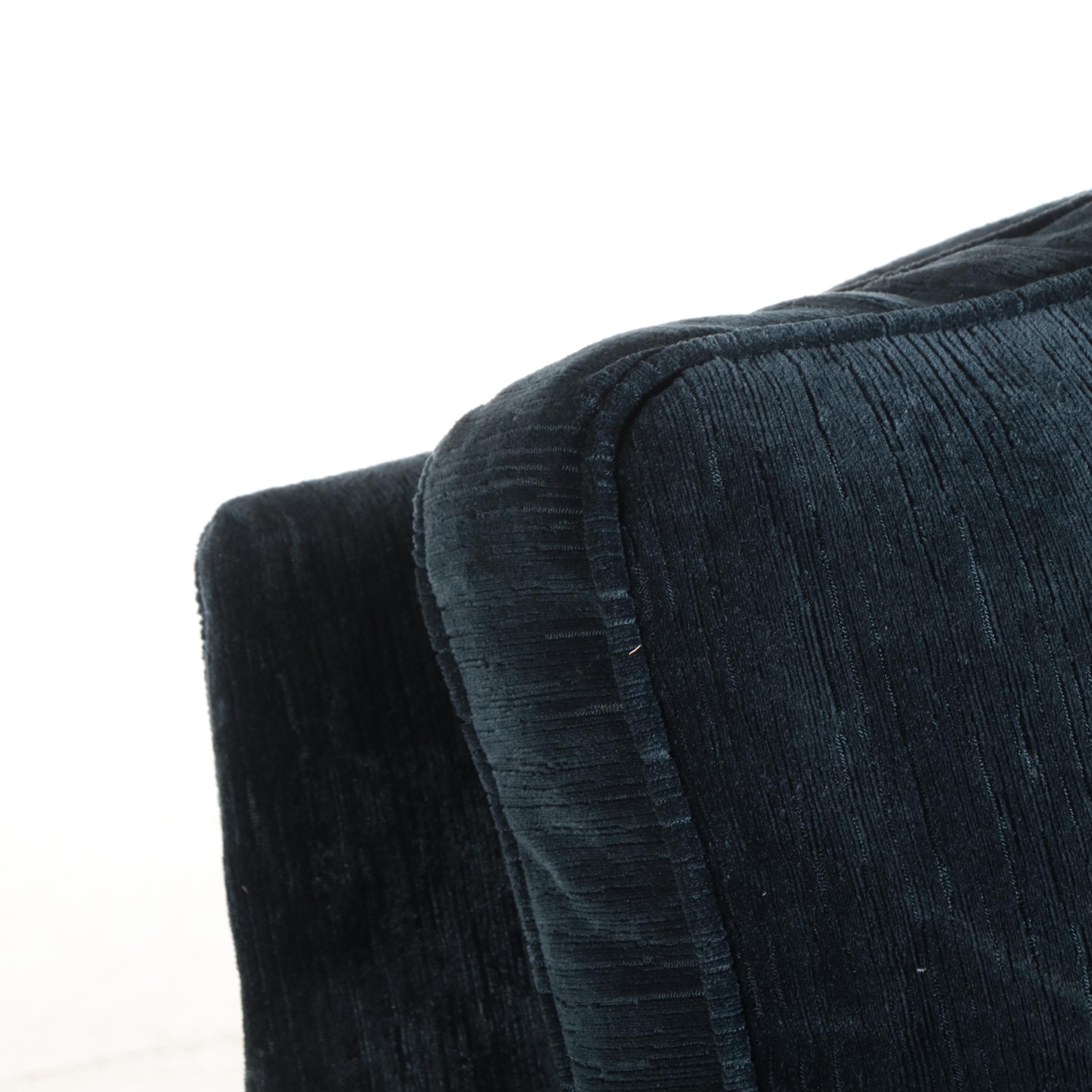 Pair of Sherrill Custom-Upholstered English Roll-Arm Swivel Easy Chairs