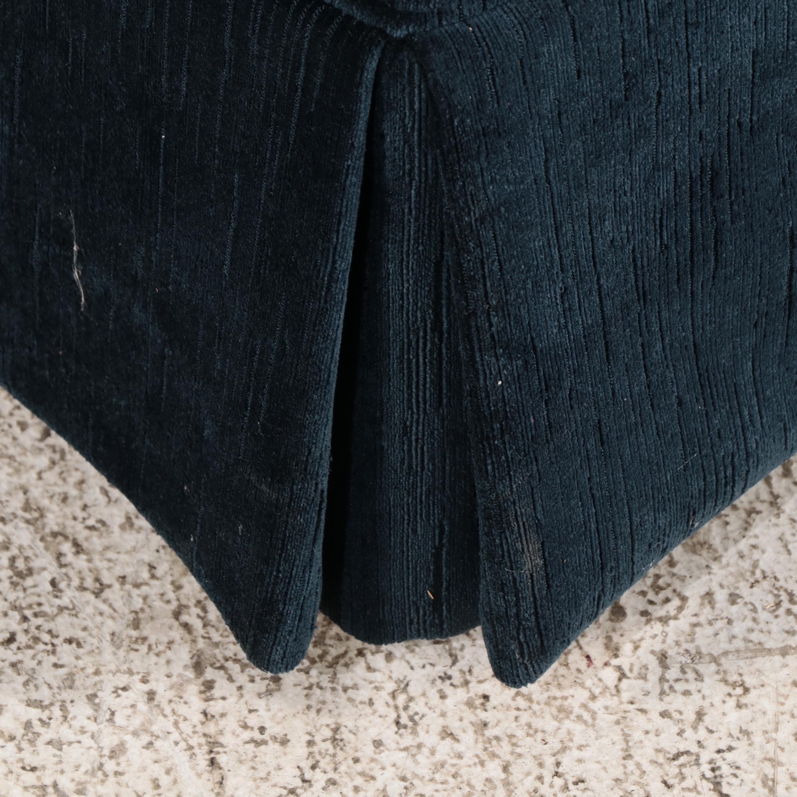 Pair of Sherrill Custom-Upholstered English Roll-Arm Swivel Easy Chairs