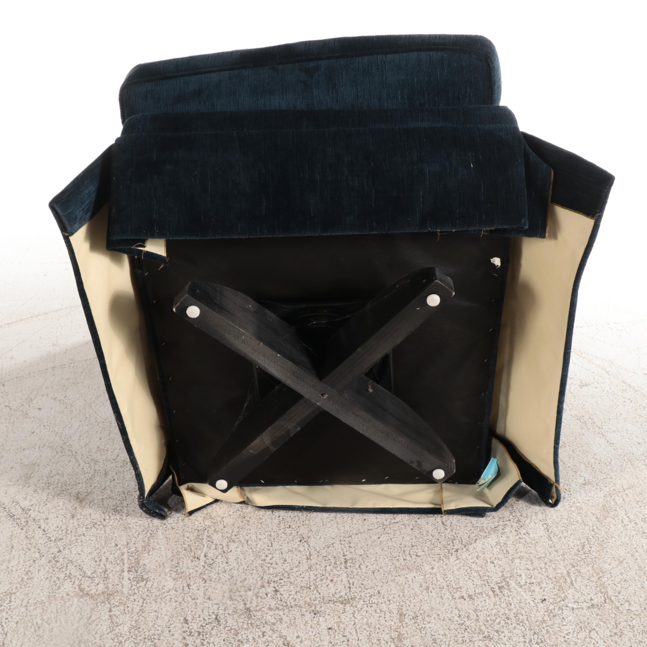 Pair of Sherrill Custom-Upholstered English Roll-Arm Swivel Easy Chairs