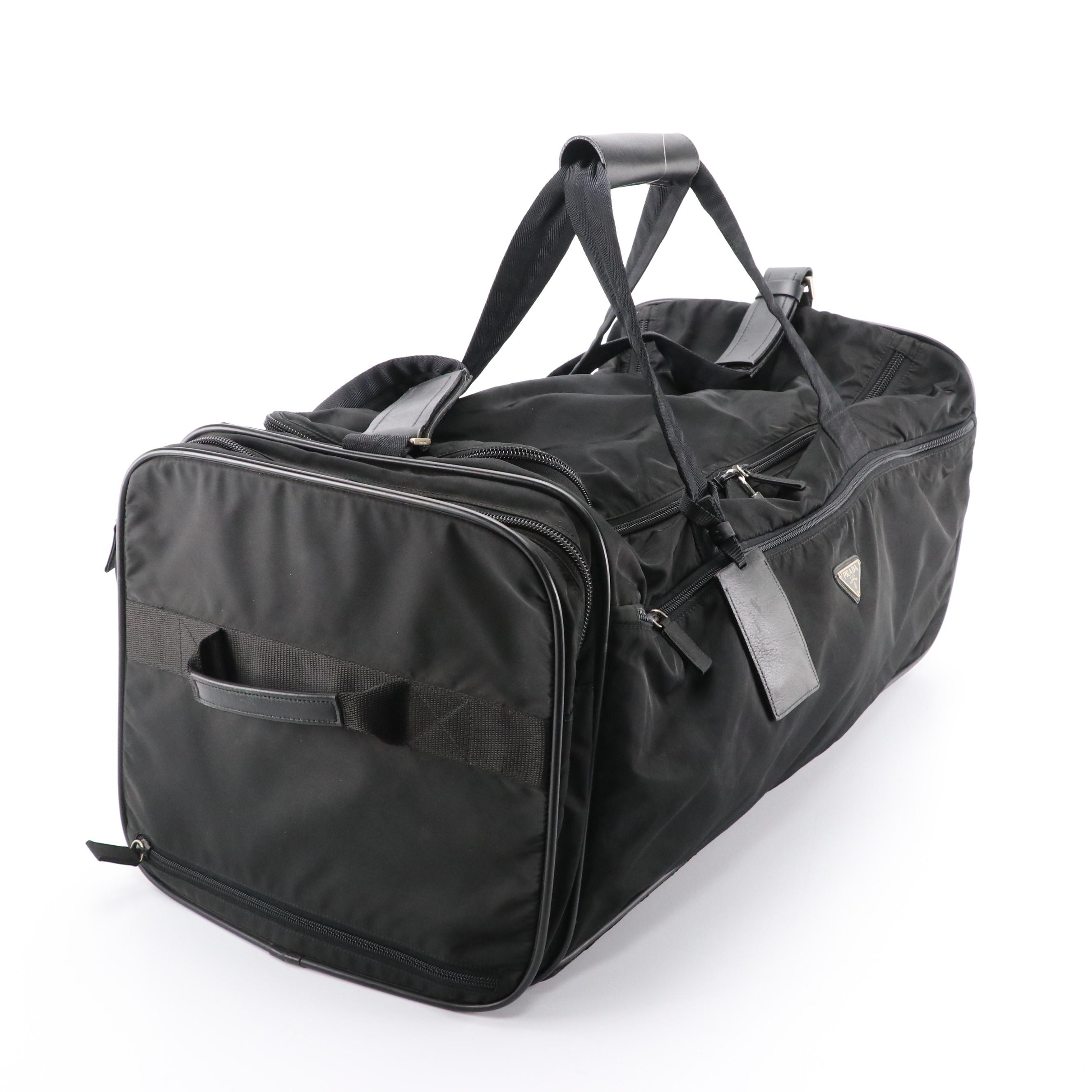 Prada Rolling Duffle Bag in Black Tessuto Nylon