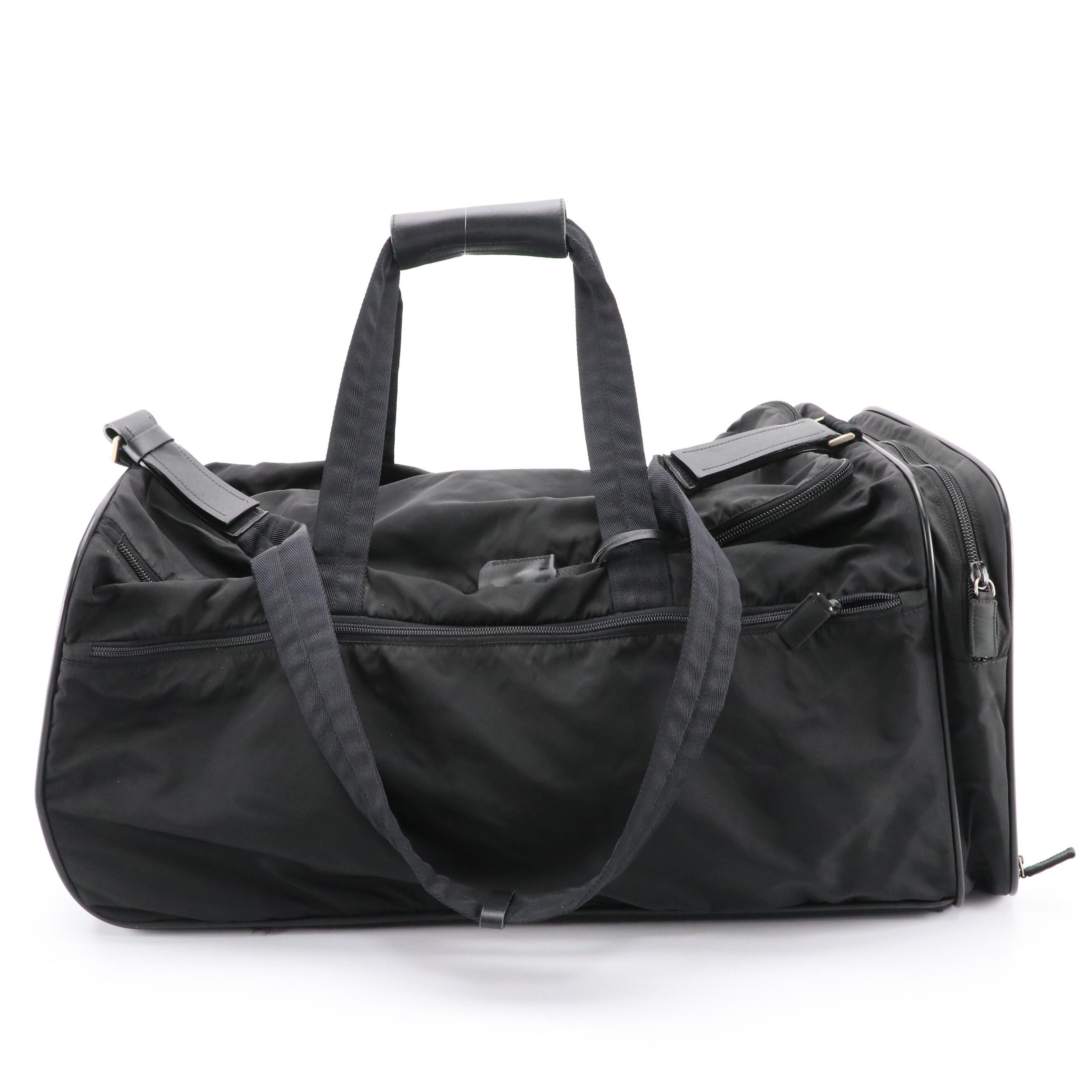 Prada Rolling Duffle Bag in Black Tessuto Nylon