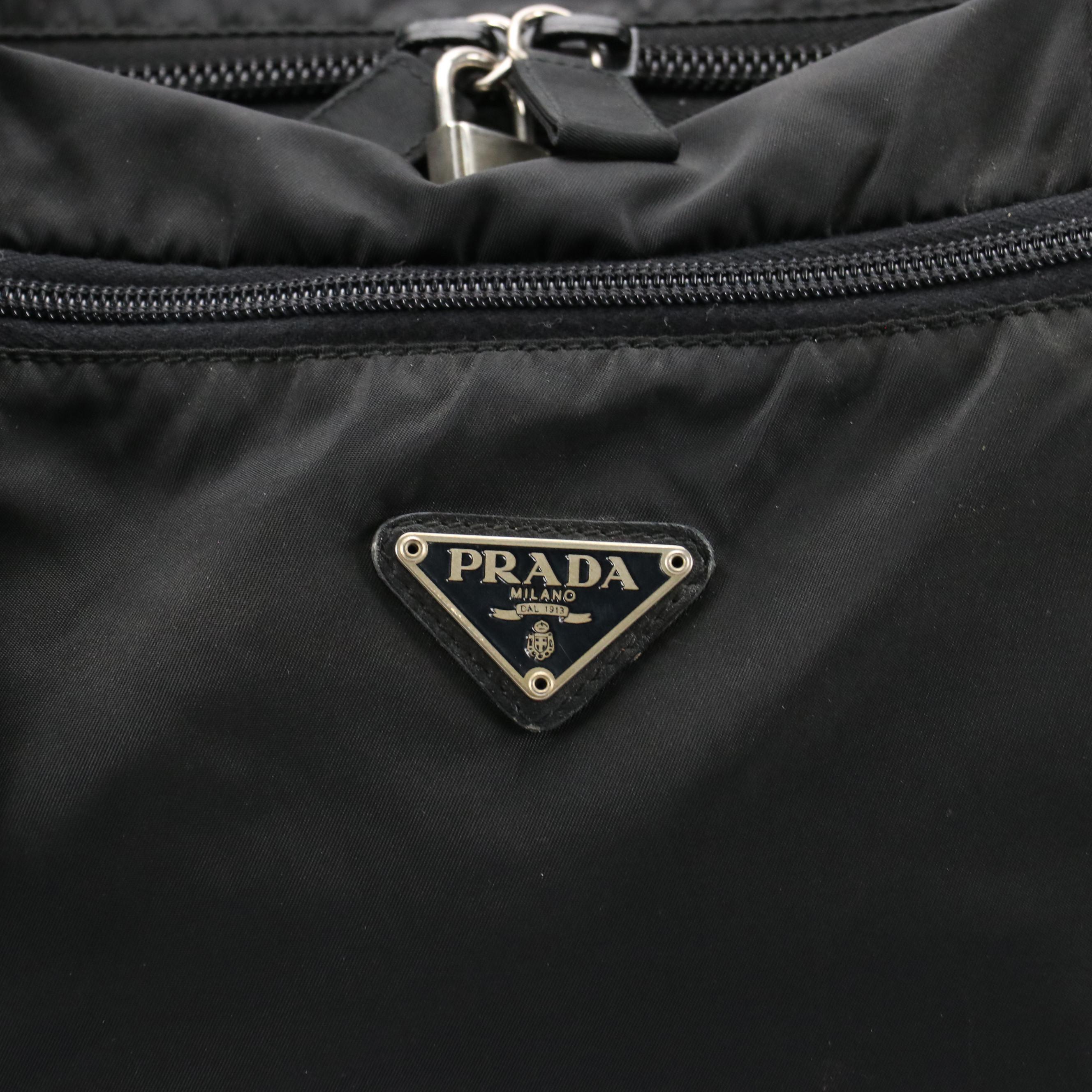 Prada Rolling Duffle Bag in Black Tessuto Nylon