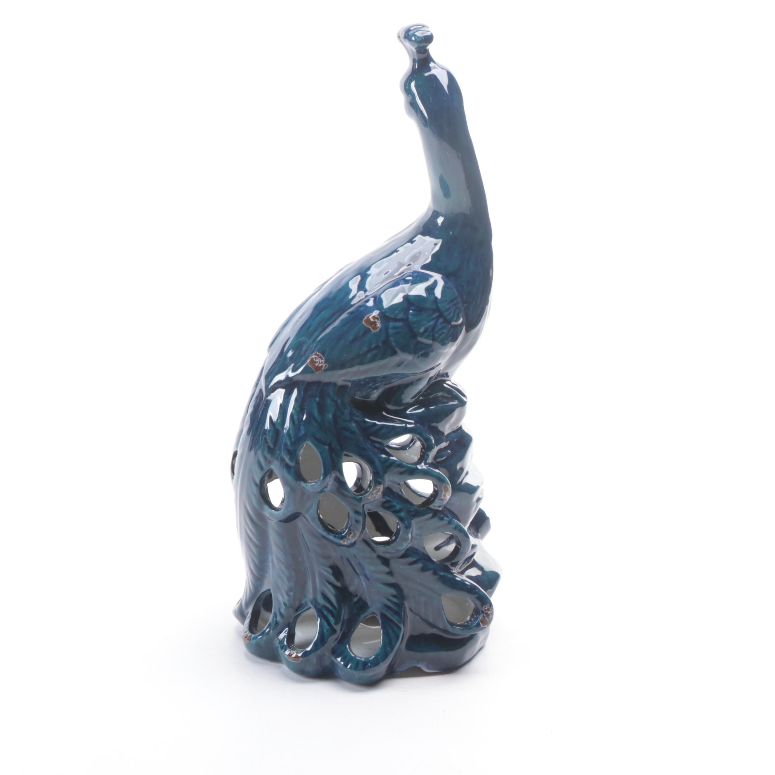 Pair of Andrea Sadek Chinese Imari Vases and Porcelain Peacock Figurine