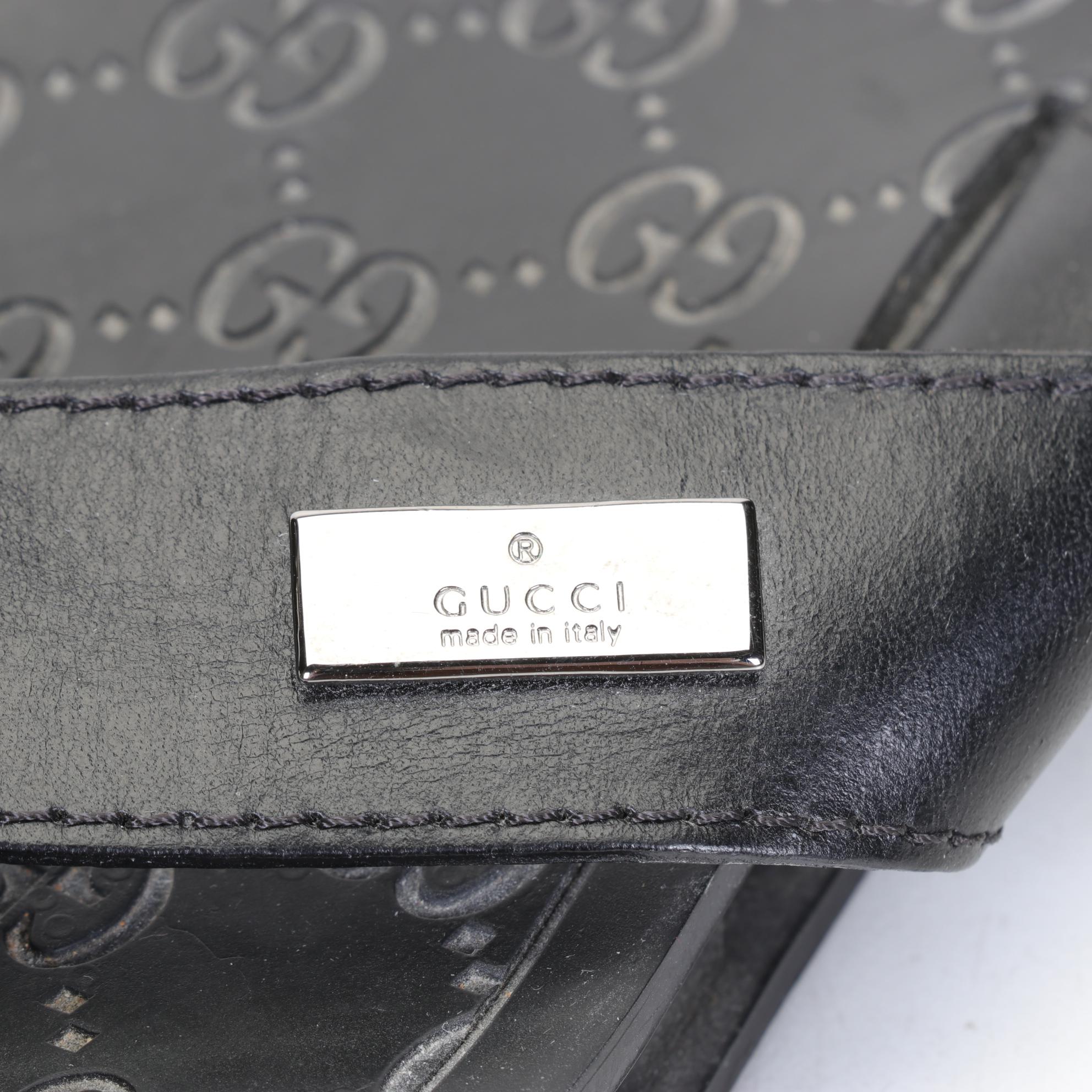 Gucci Men's Black Leather Slide Sandals