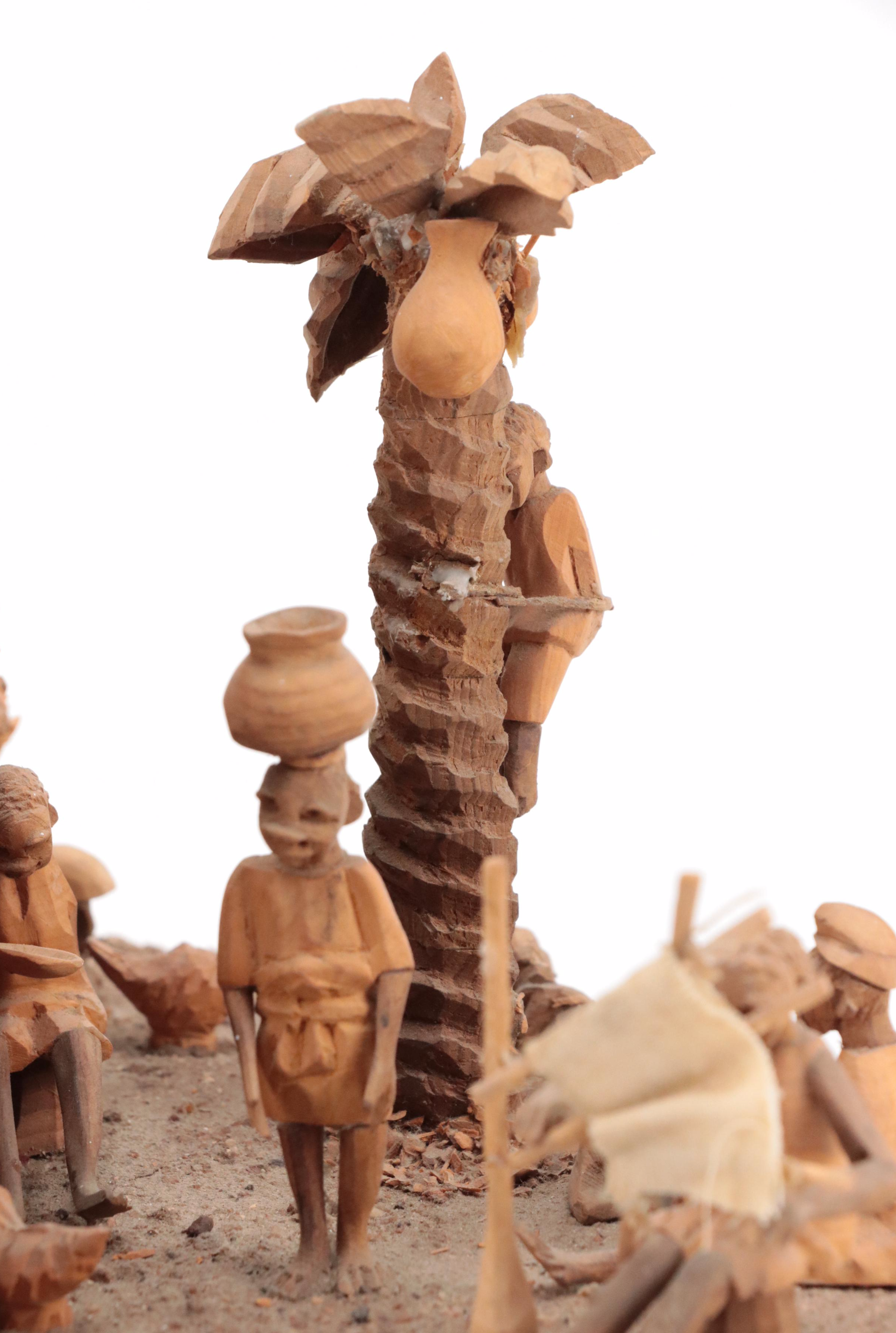 Folk Art African Village Diorama