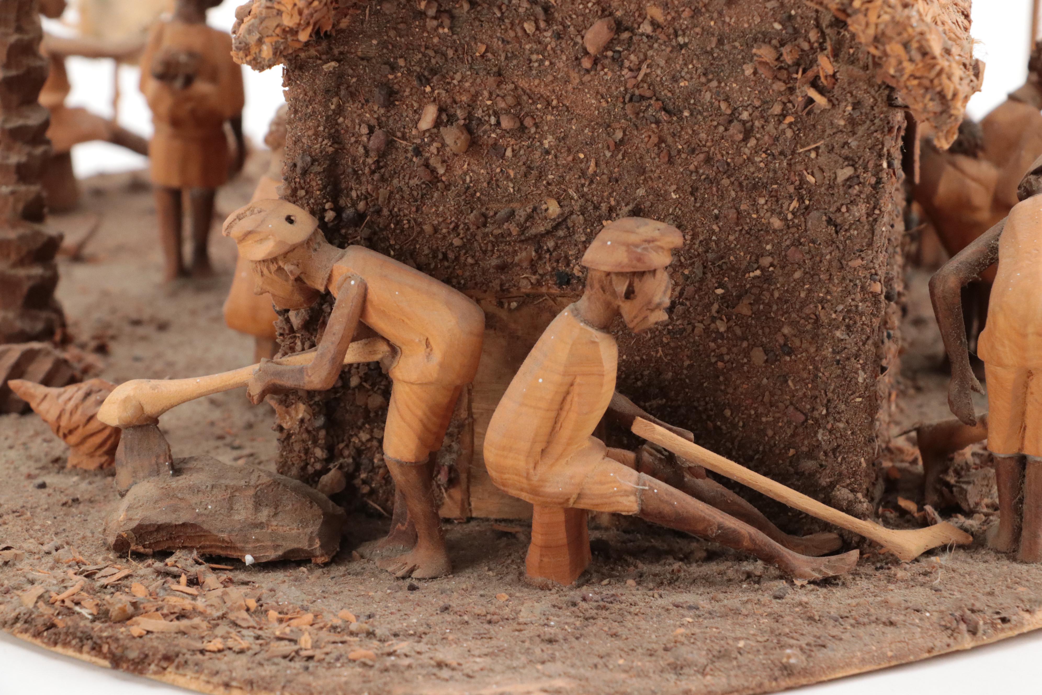 Folk Art African Village Diorama