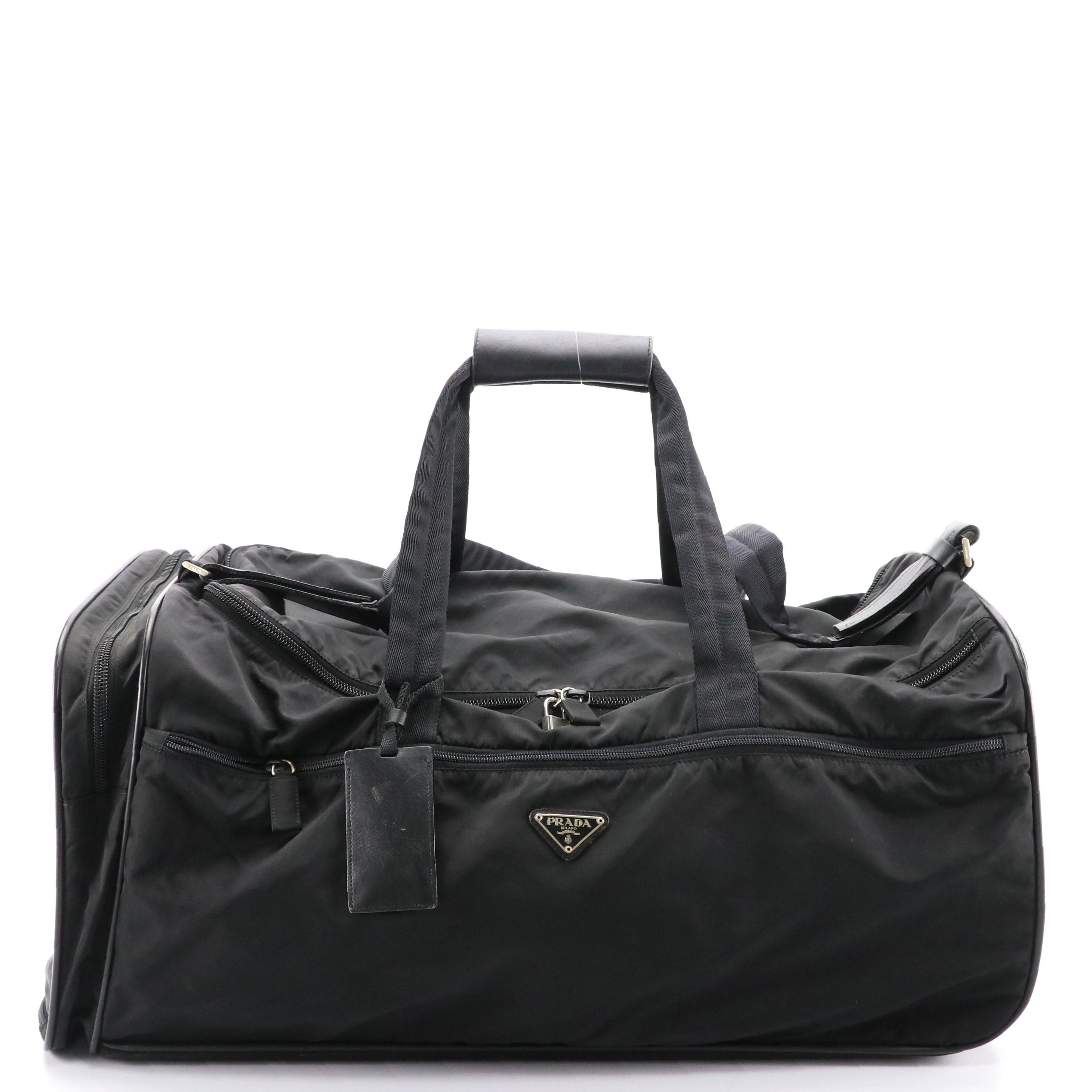 Prada Rolling Duffle Bag in Black Tessuto Nylon