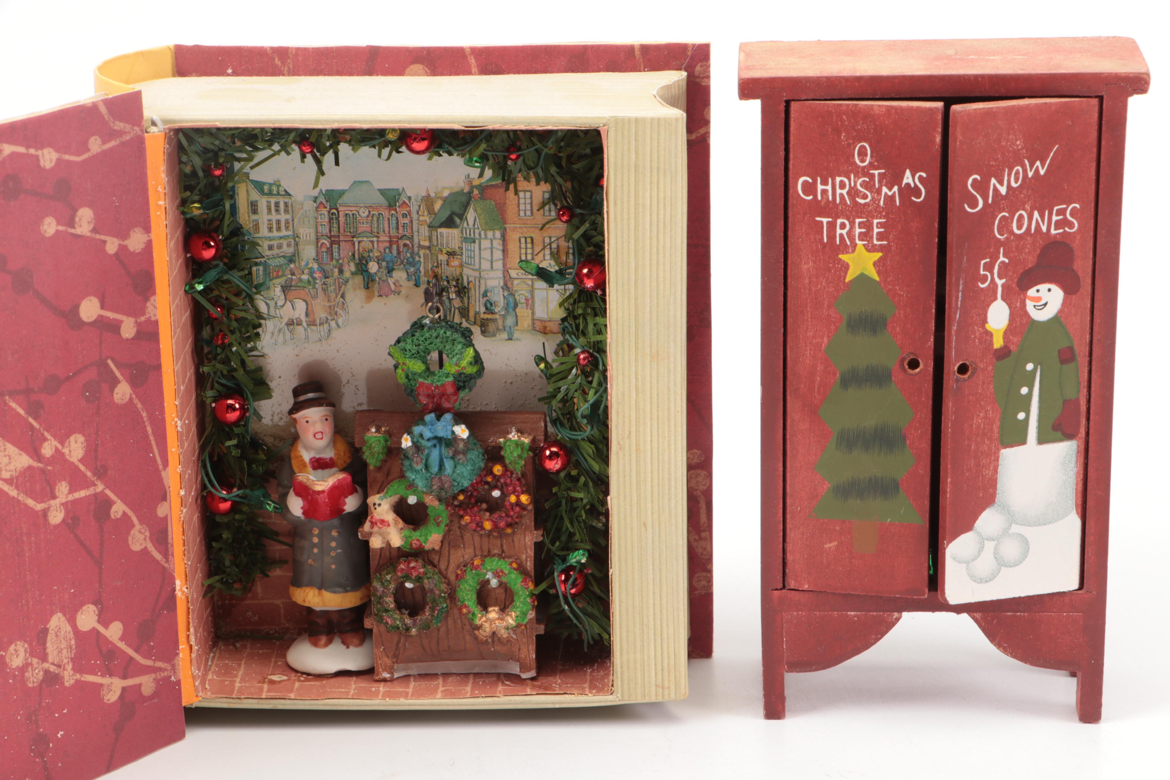 Hobbyist-Made Christmas Caroler Diorama with Other Christmas-Themed Miniatures