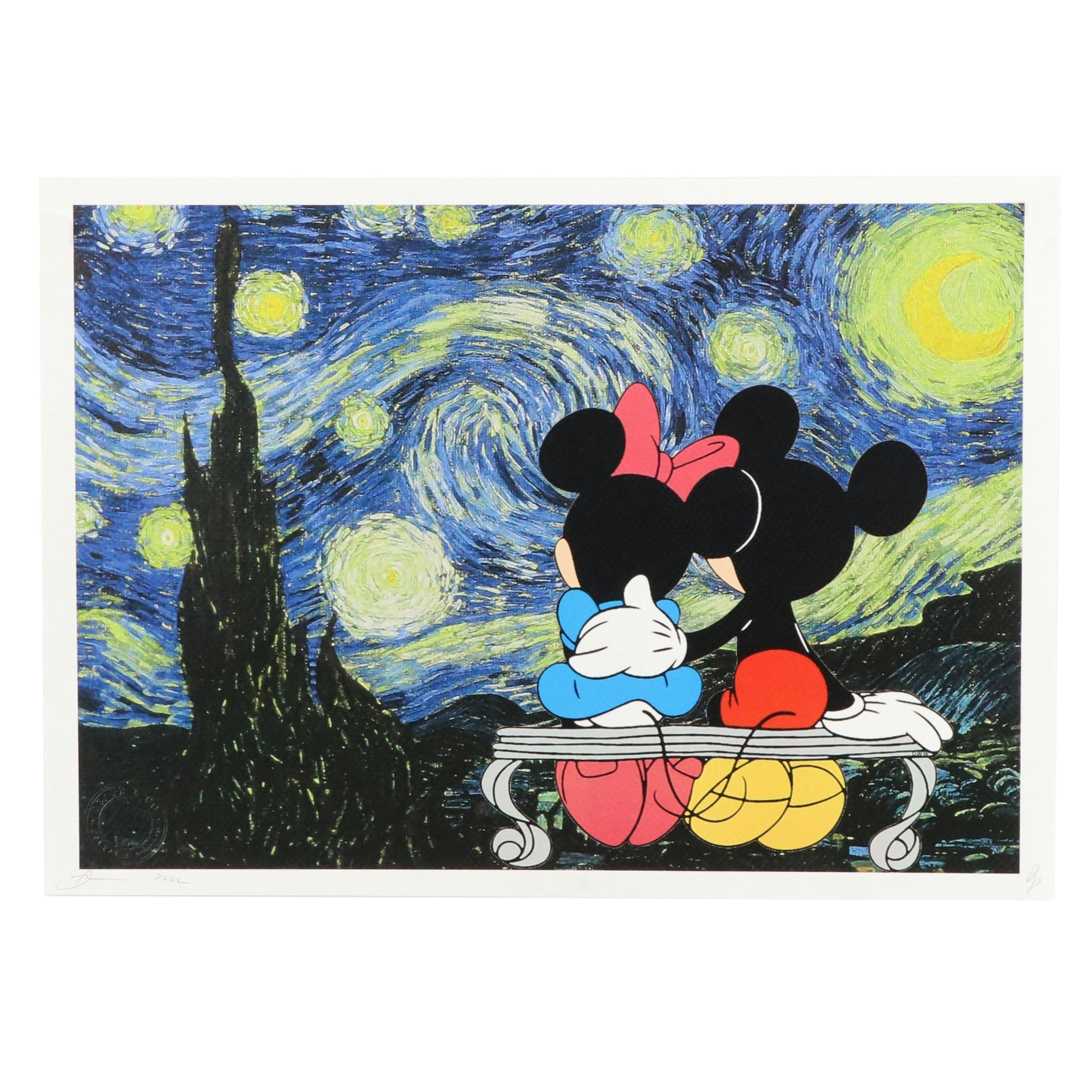 Death NYC Pop Art Graphic Print of Mickey and Minnie Mouse x Van Gogh