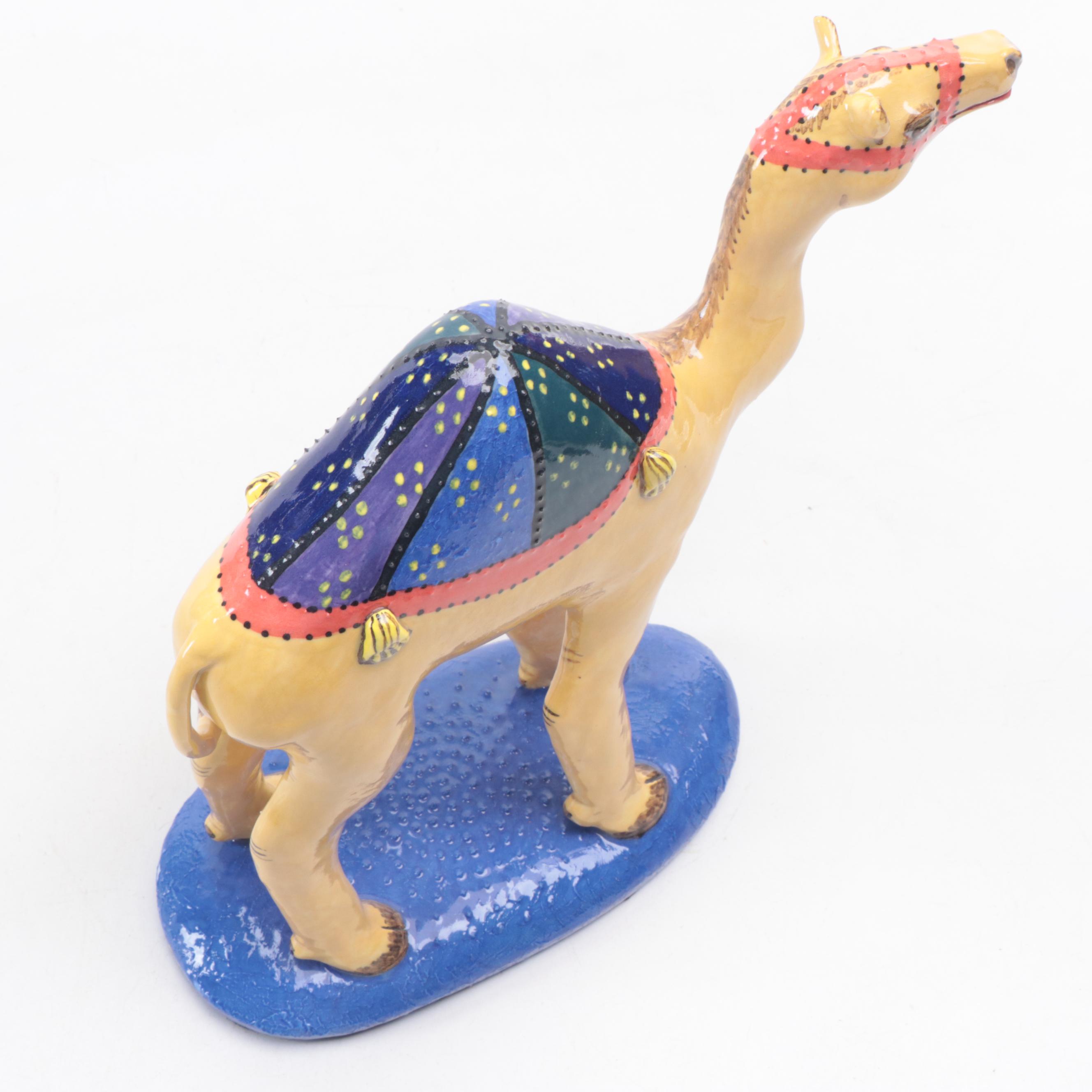 Glazed Ceramic Camel Figurine, Late 20th Century