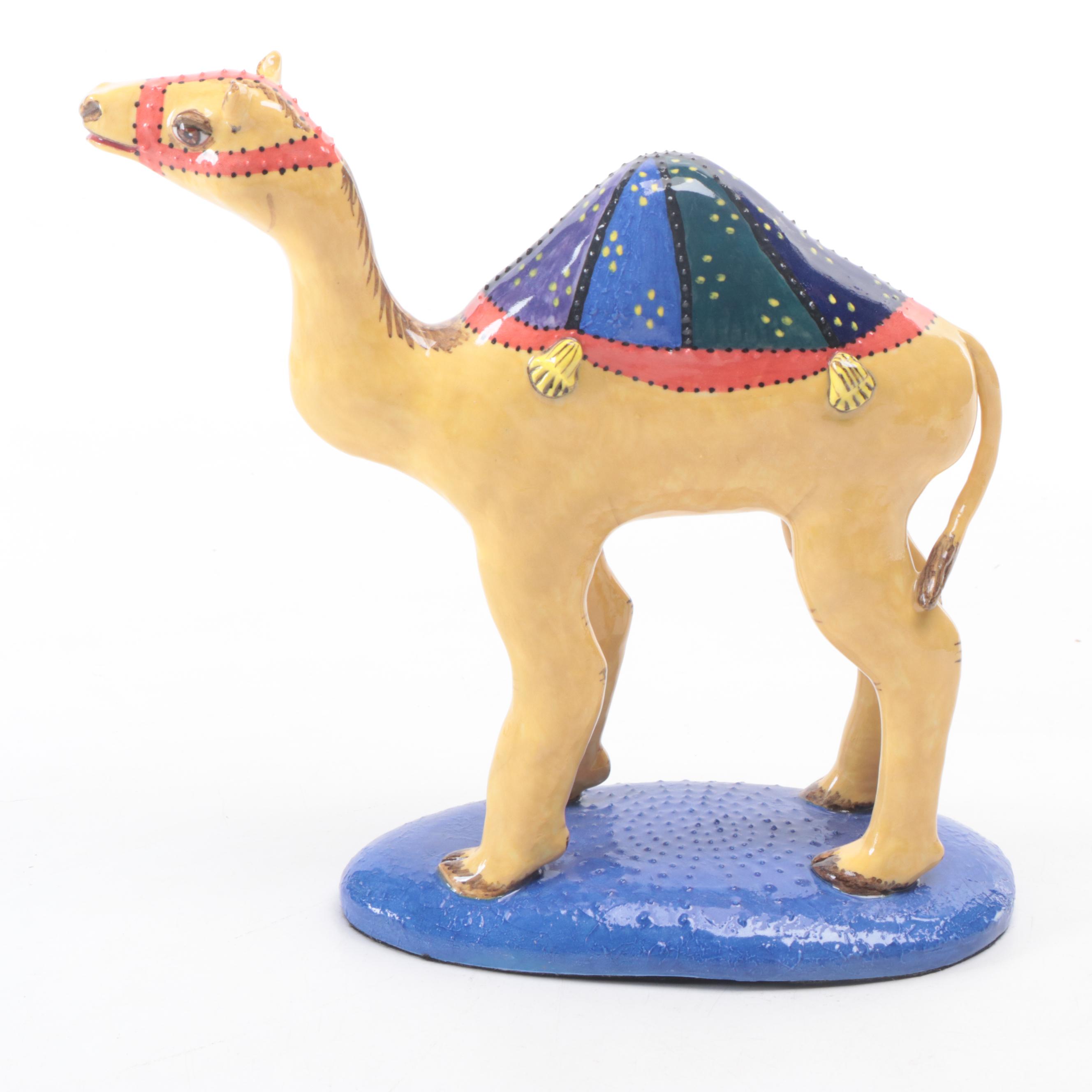 Glazed Ceramic Camel Figurine, Late 20th Century