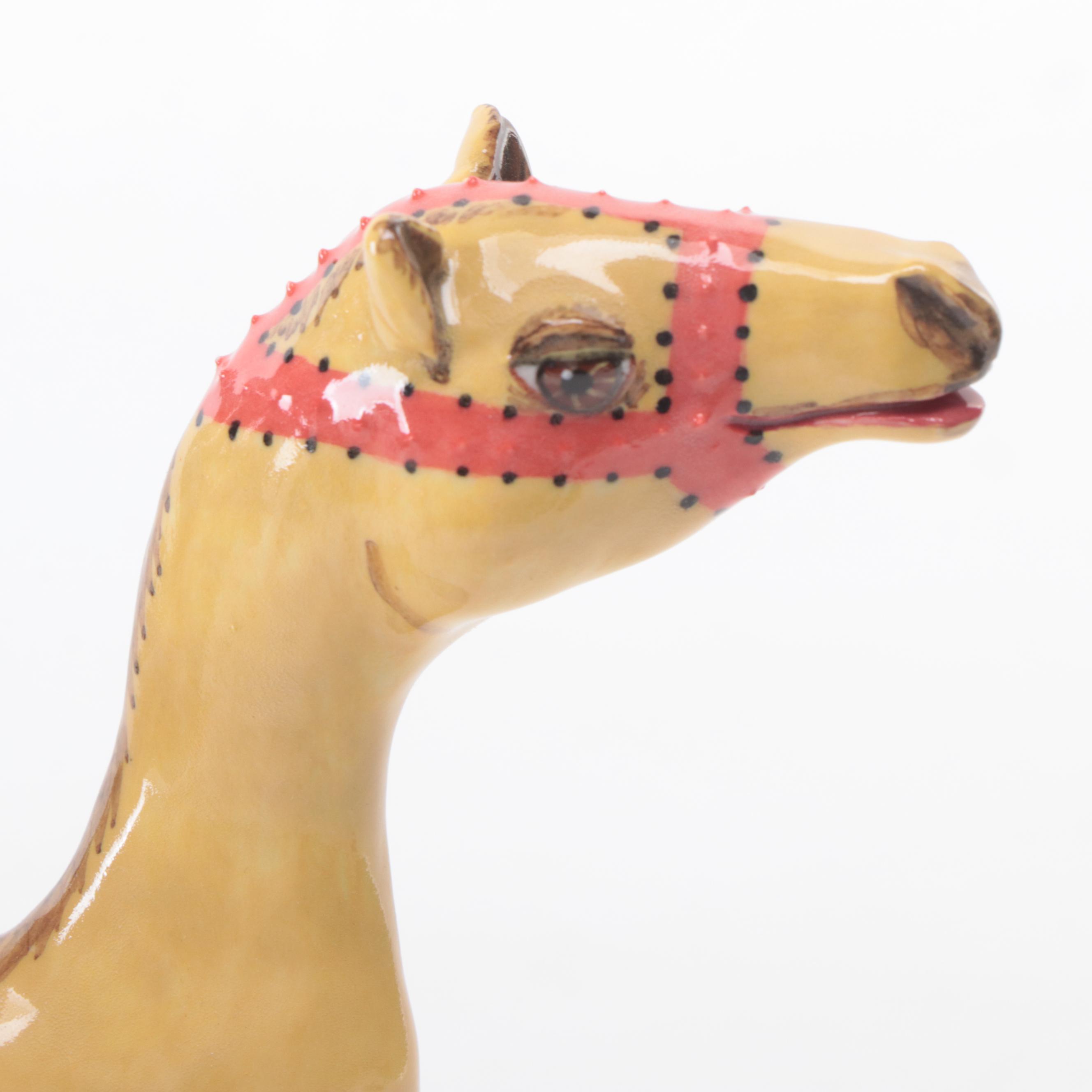 Glazed Ceramic Camel Figurine, Late 20th Century
